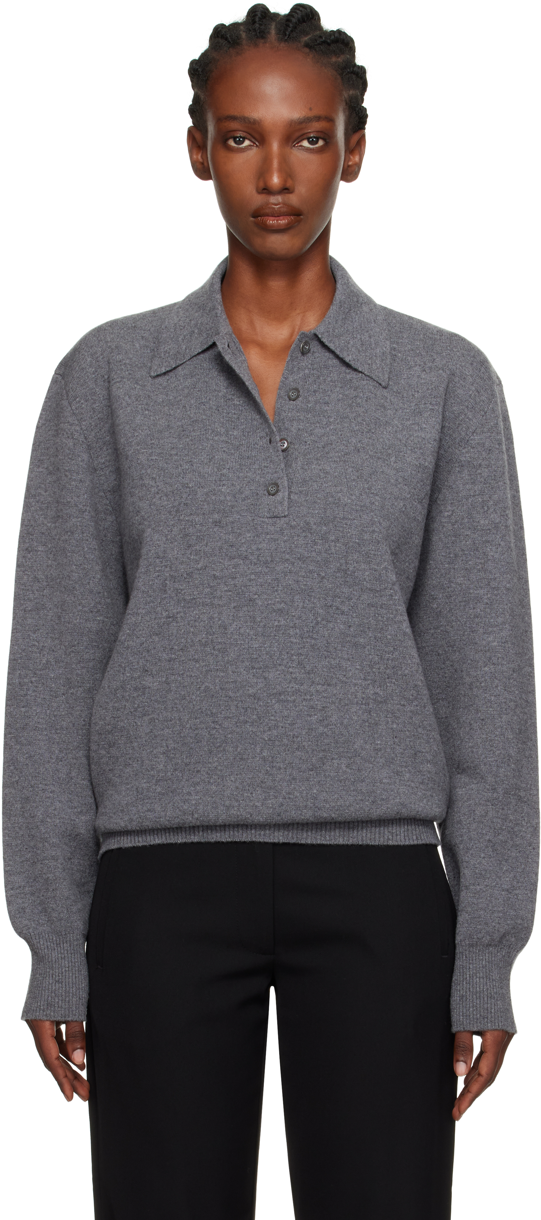 Gray Compact Knitted Polo by Róhe on Sale