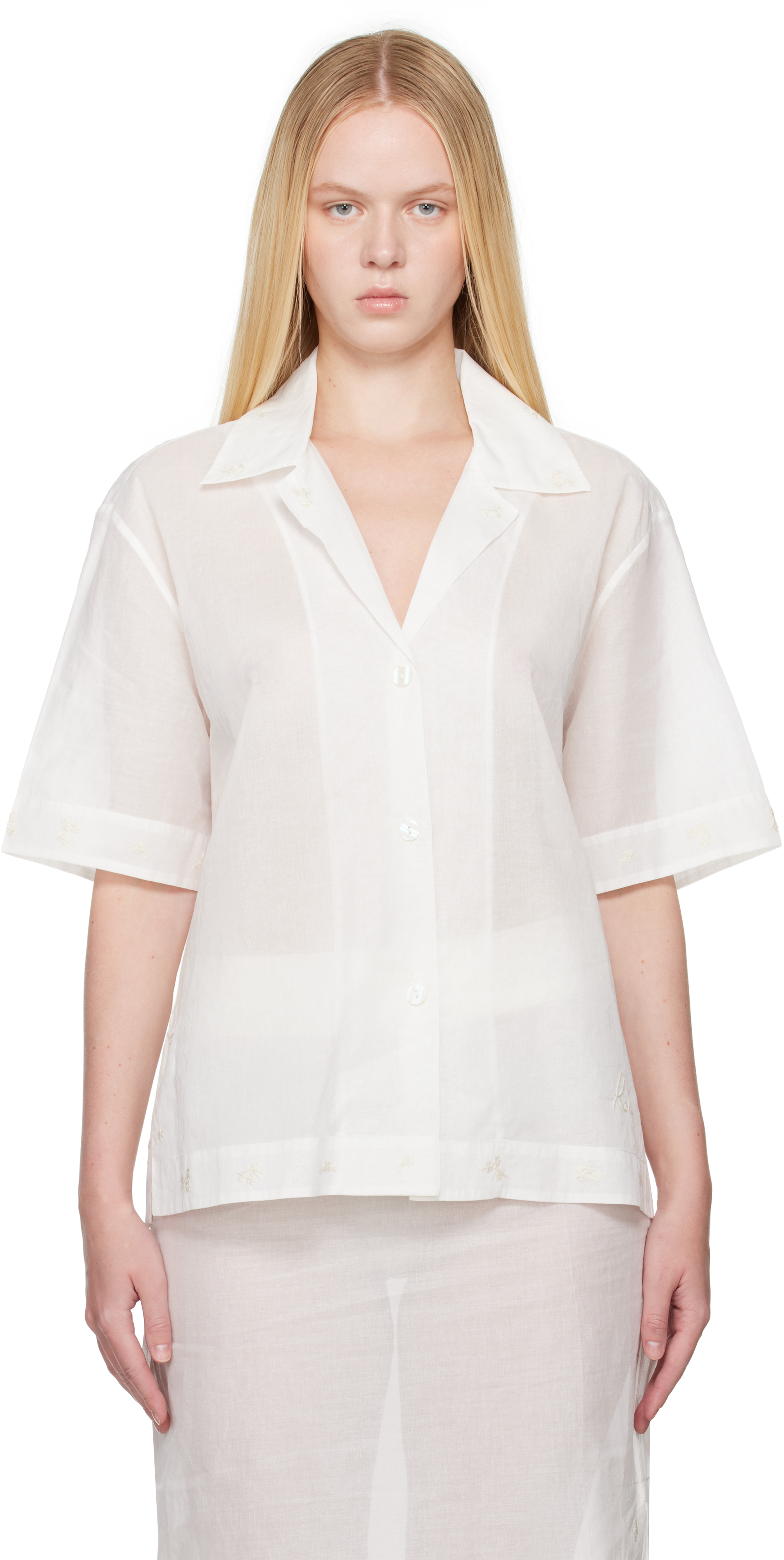 Róhe White Camp Collar Organza Shirt