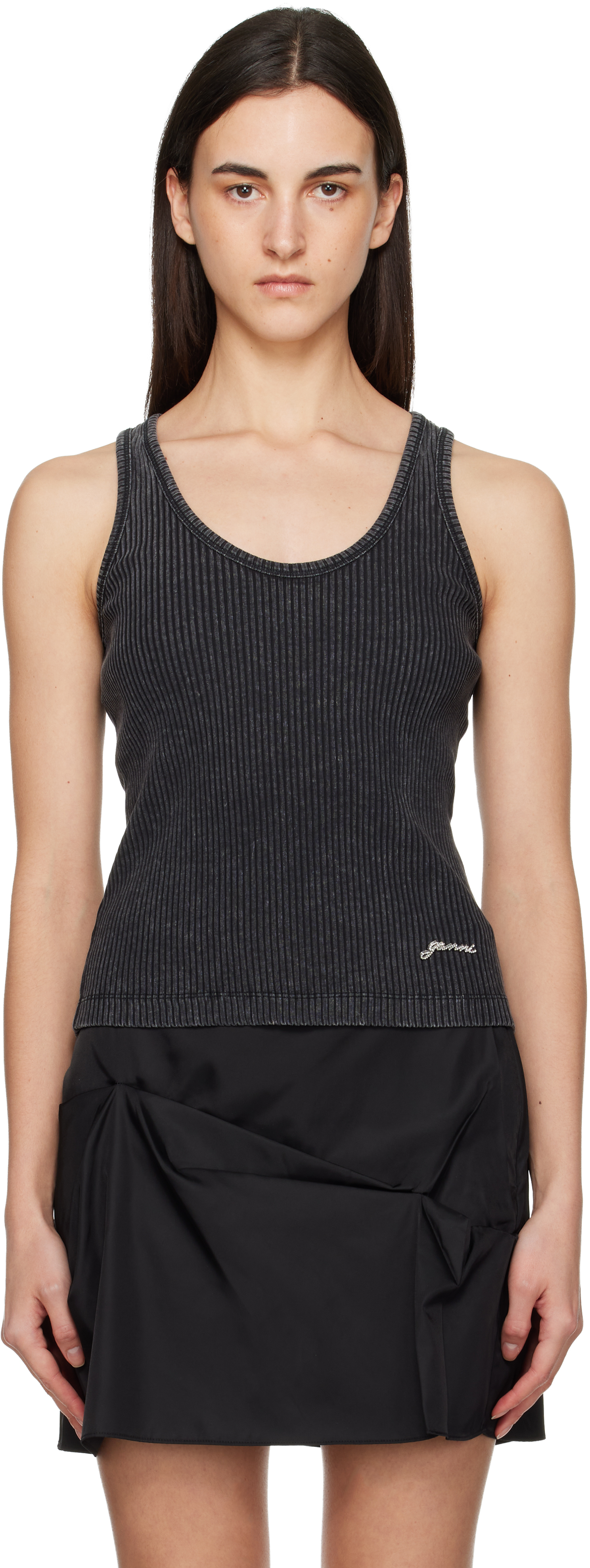 Ganni Black Washed Tank Top