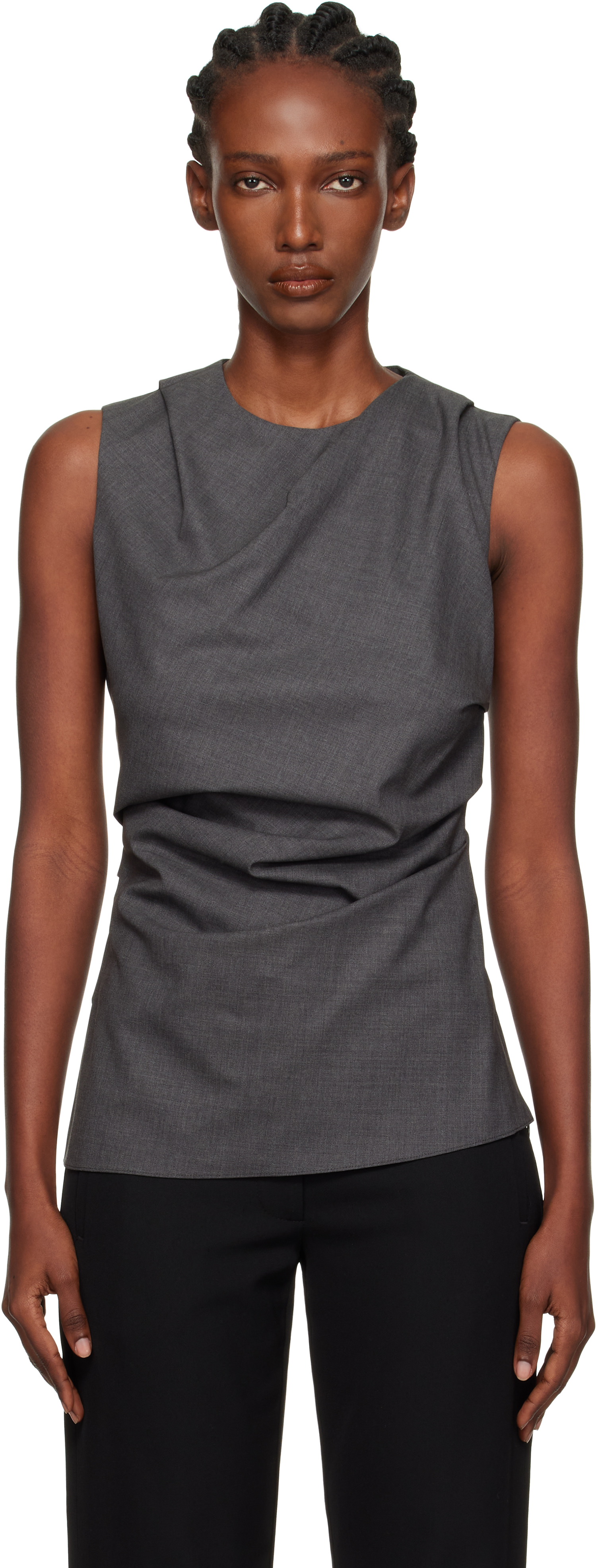 Róhe Gray Sleeveless Twisted Top