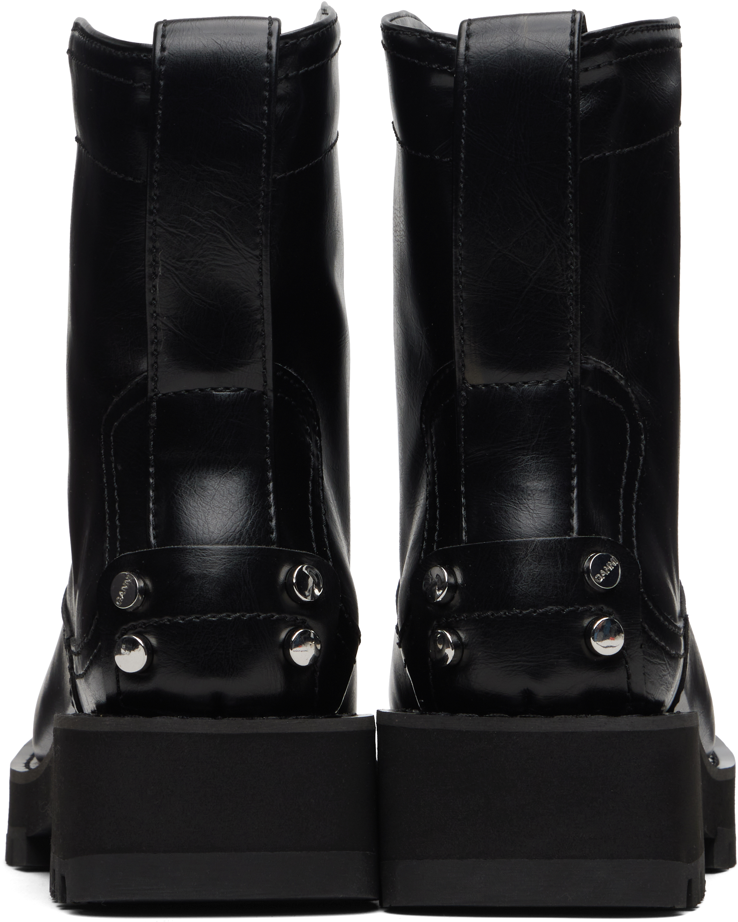 Ganni Black Low Black Oleatex Boots In Multi