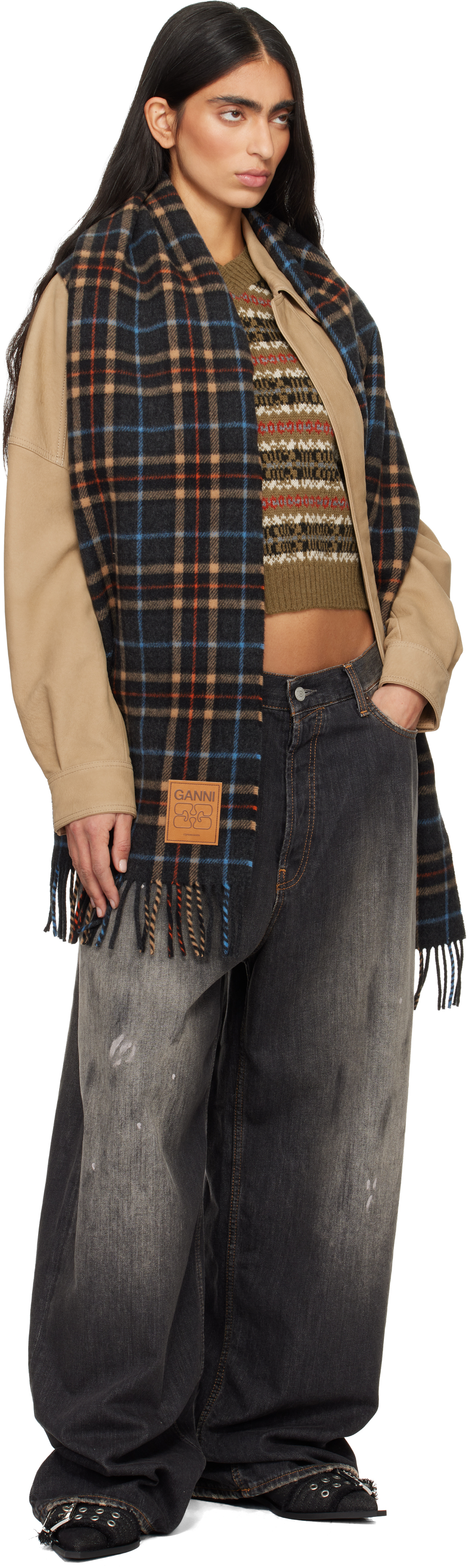 Ganni Black Feminine Buckle Ballerina Flats In Black