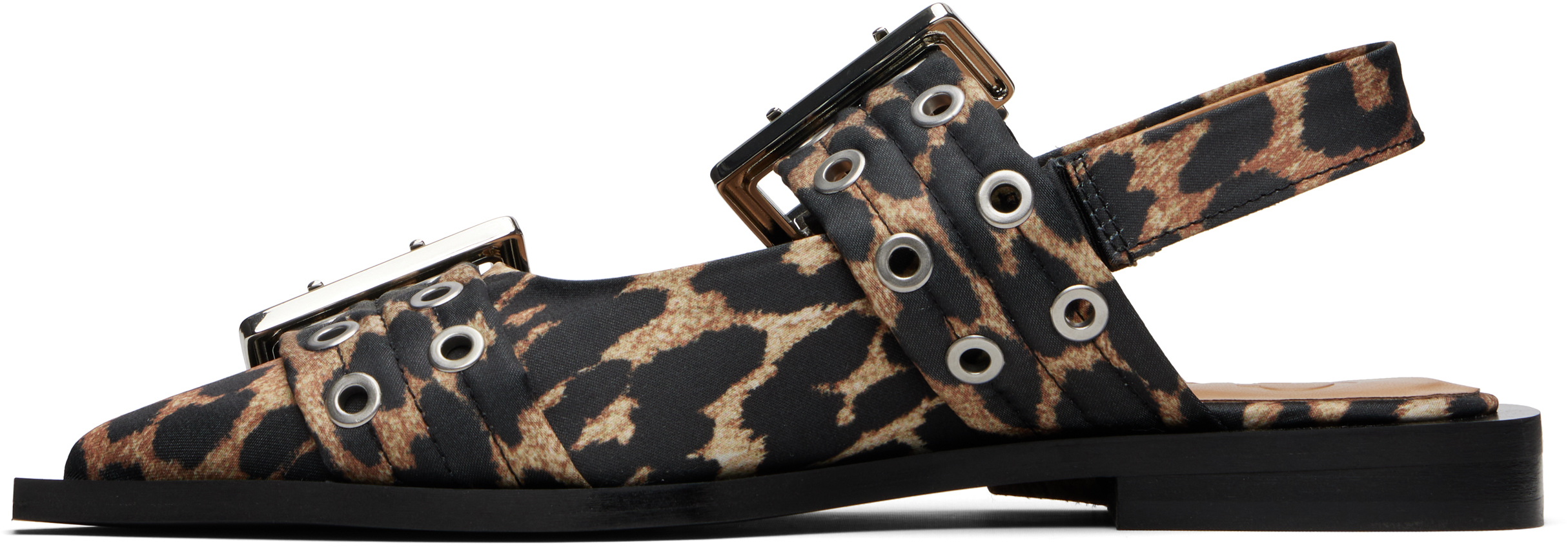 Ganni Brown Feminine Buckle Ballerina Flats