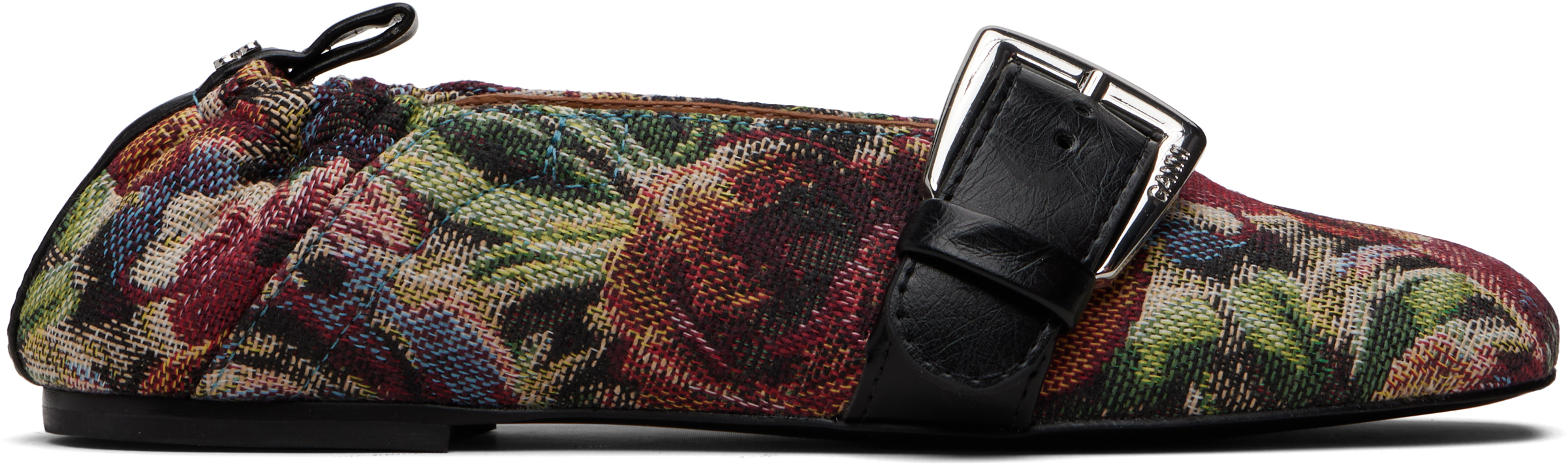 Ganni Multicolor Buckle Strap Ballerina Flats