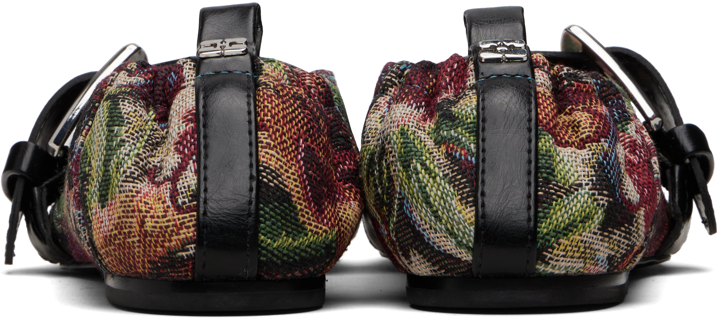Ganni Multicolor Buckle Strap Ballerina Flats In Multi