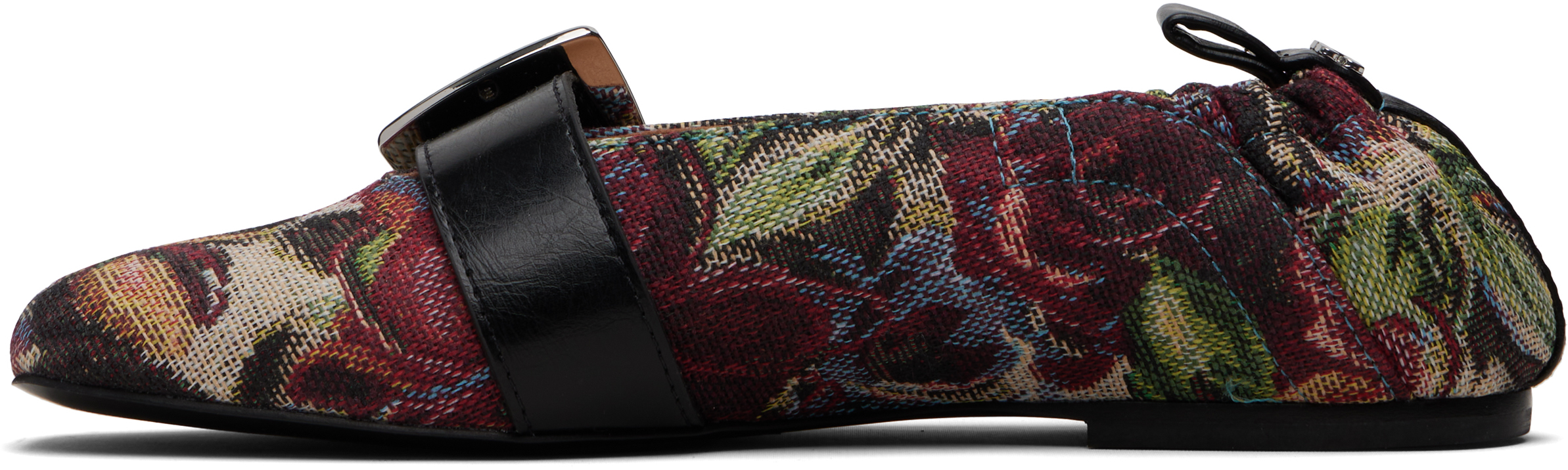 Ganni Multicolor Buckle Strap Ballerina Flats In Multi