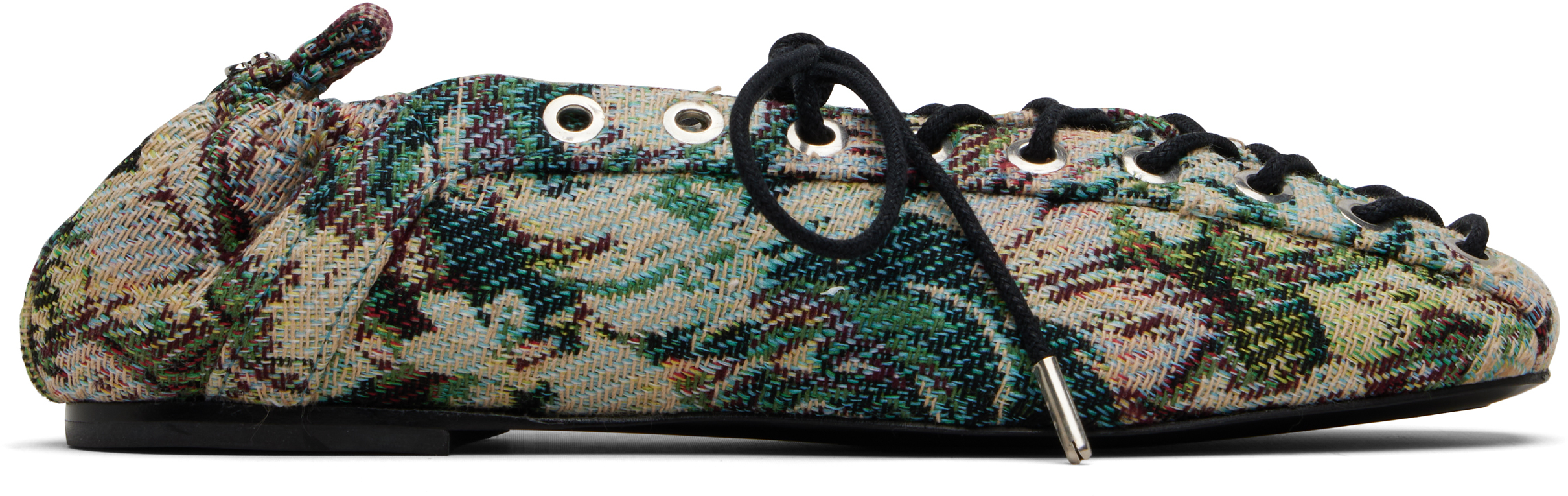 Ganni Multicolor Lace-up Ballerinas