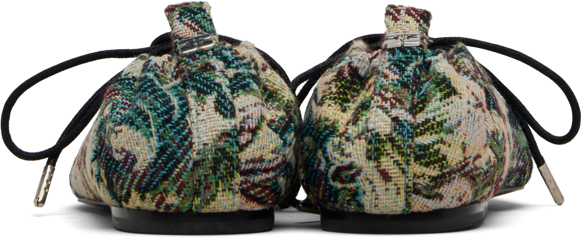 Ganni Multicolor Lace-up Ballerinas In Multi