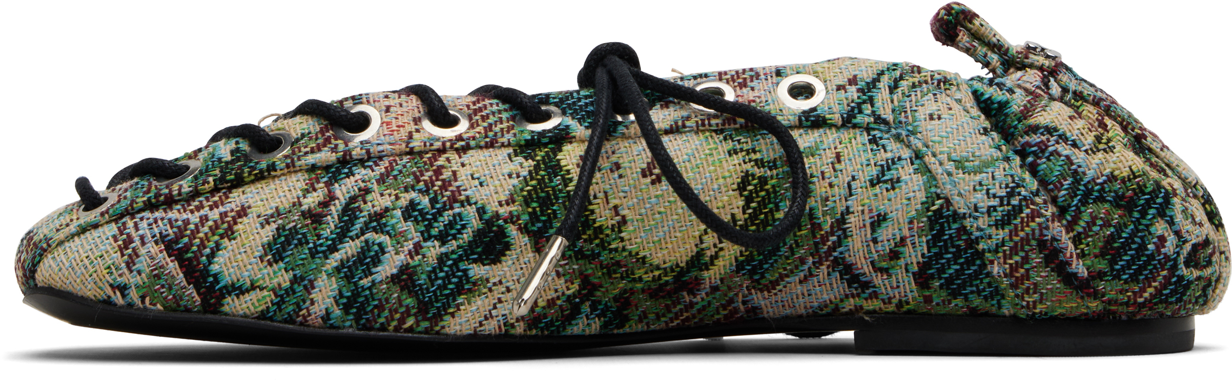 Ganni Multicolor Lace-up Ballerinas In Multi