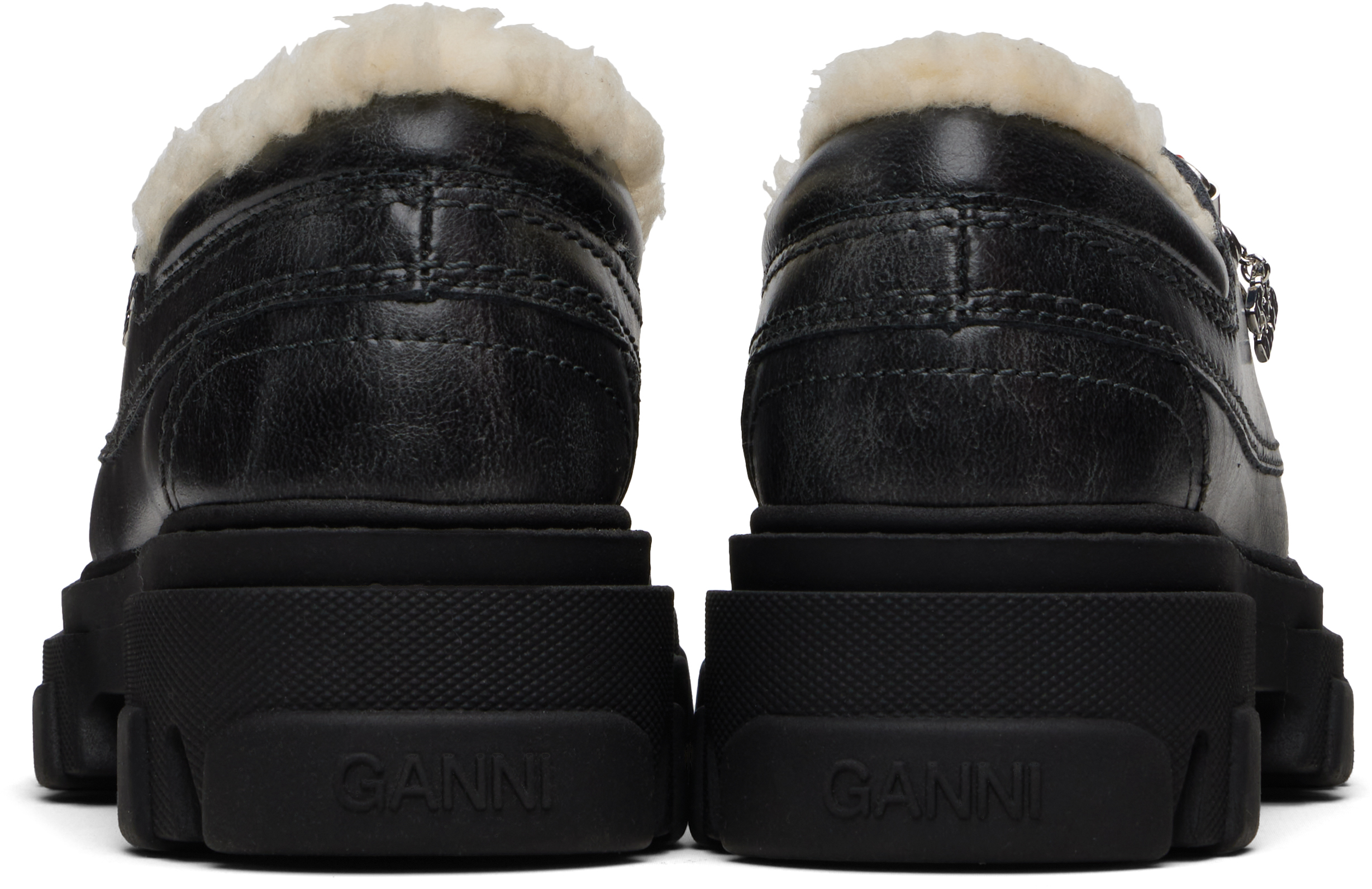 Ganni Black Cleated Derbys In Multi