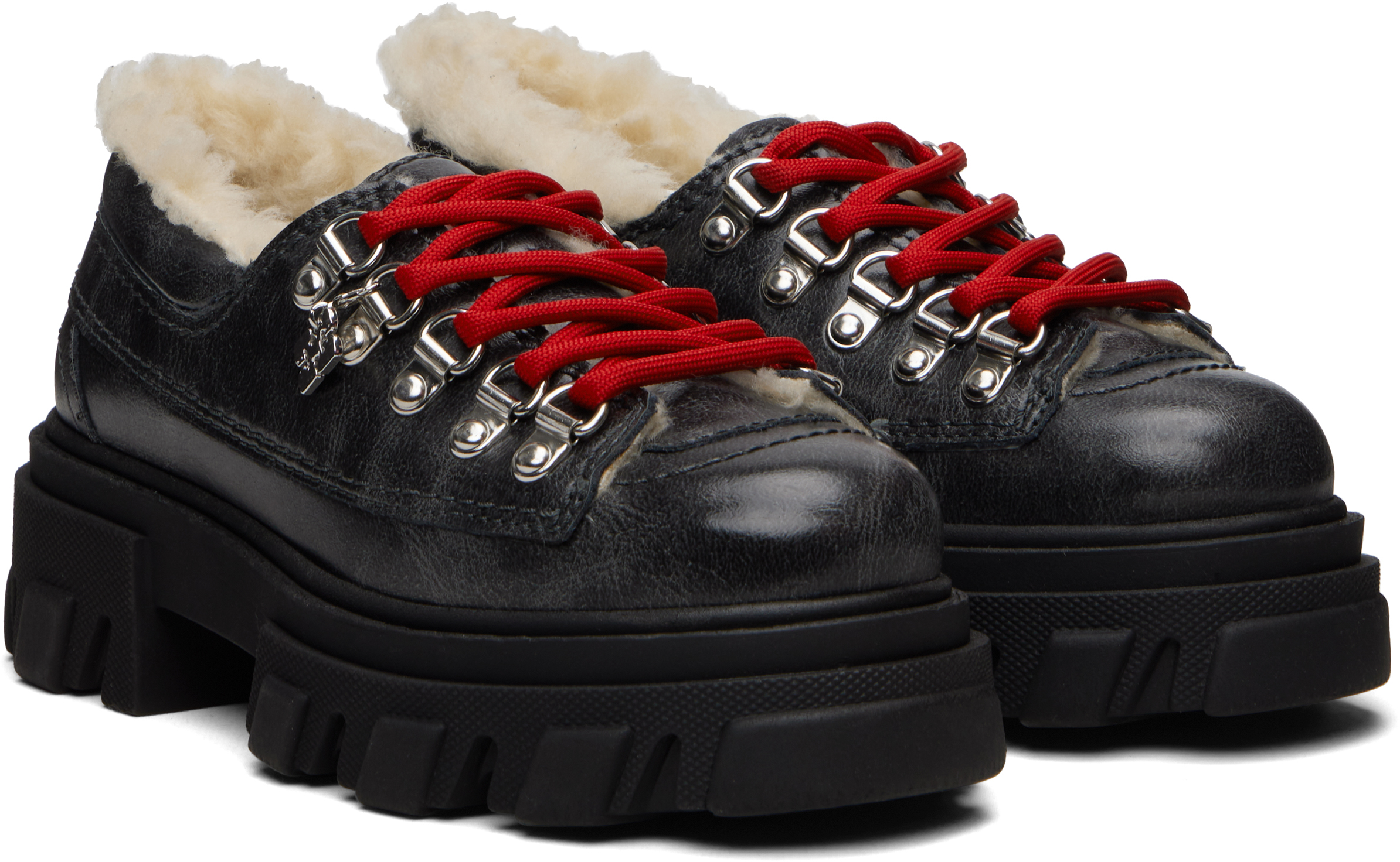 Ganni Black Cleated Derbys In Multi