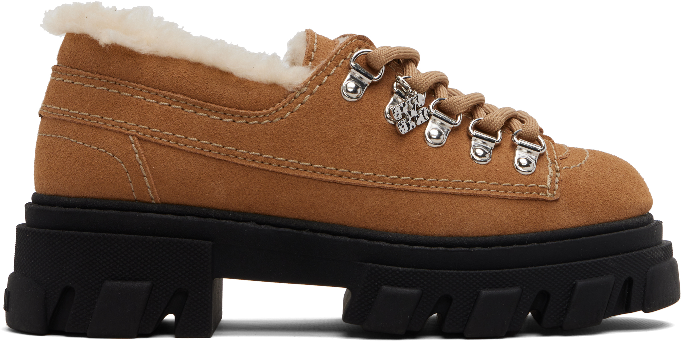 Ganni Tan Cleated Derbys In Brown