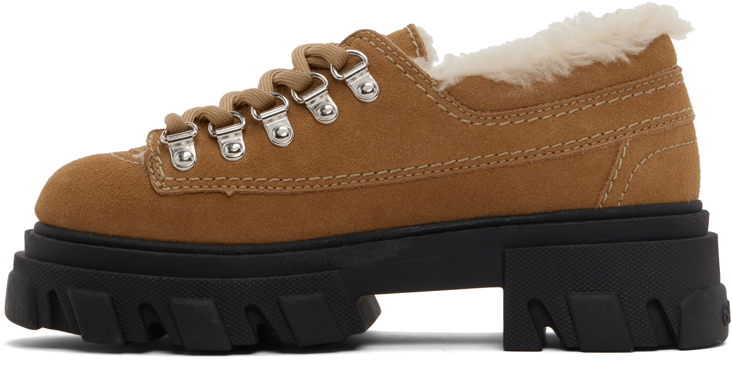 Ganni Tan Cleated Derbys In Brown