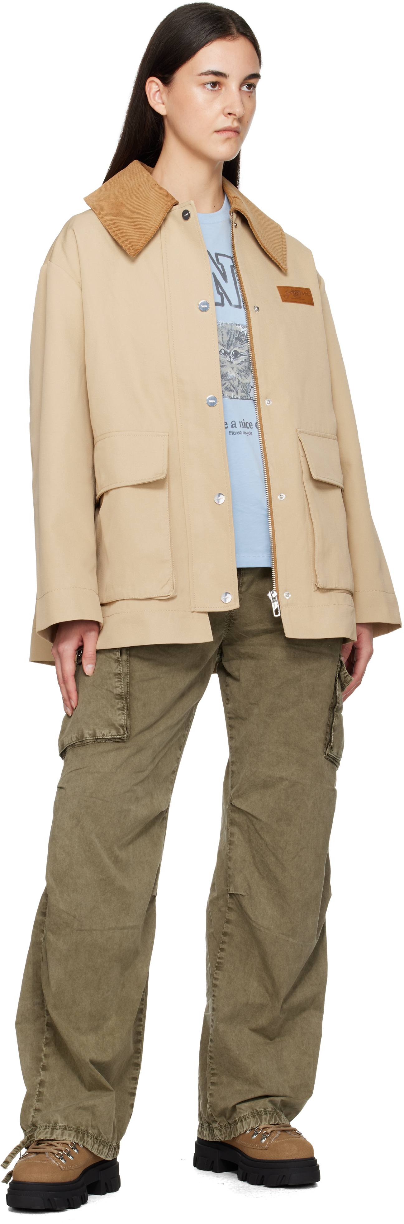 Ganni Tan Cleated Derbys In Brown