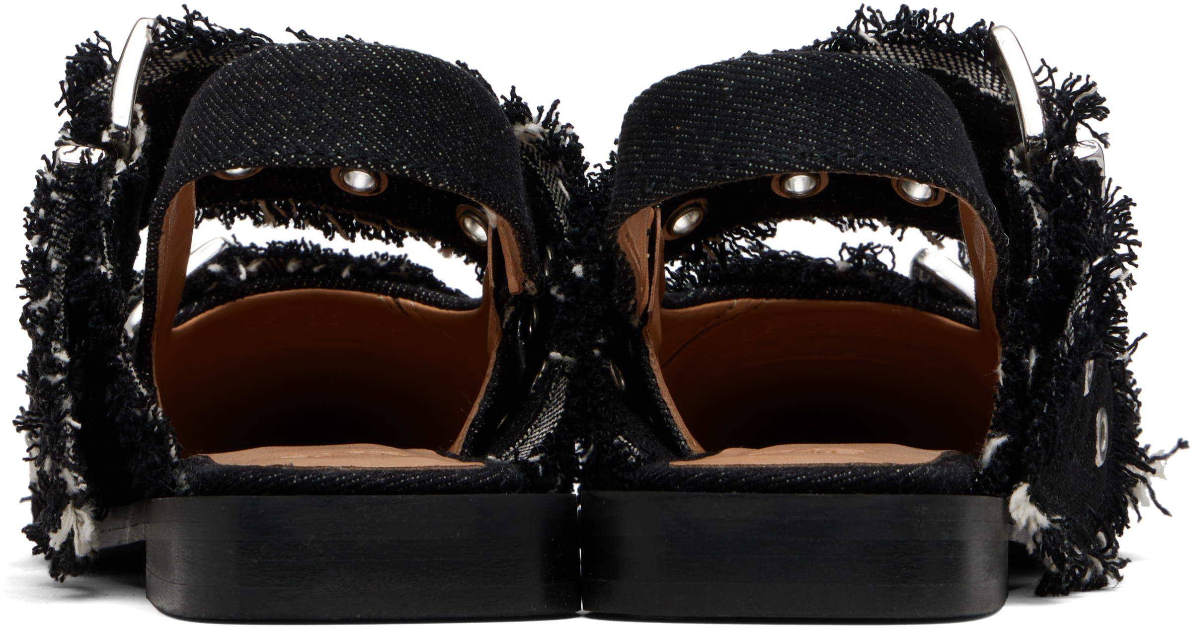 Ganni Black Feminine Buckle Ballerina Flats In Black