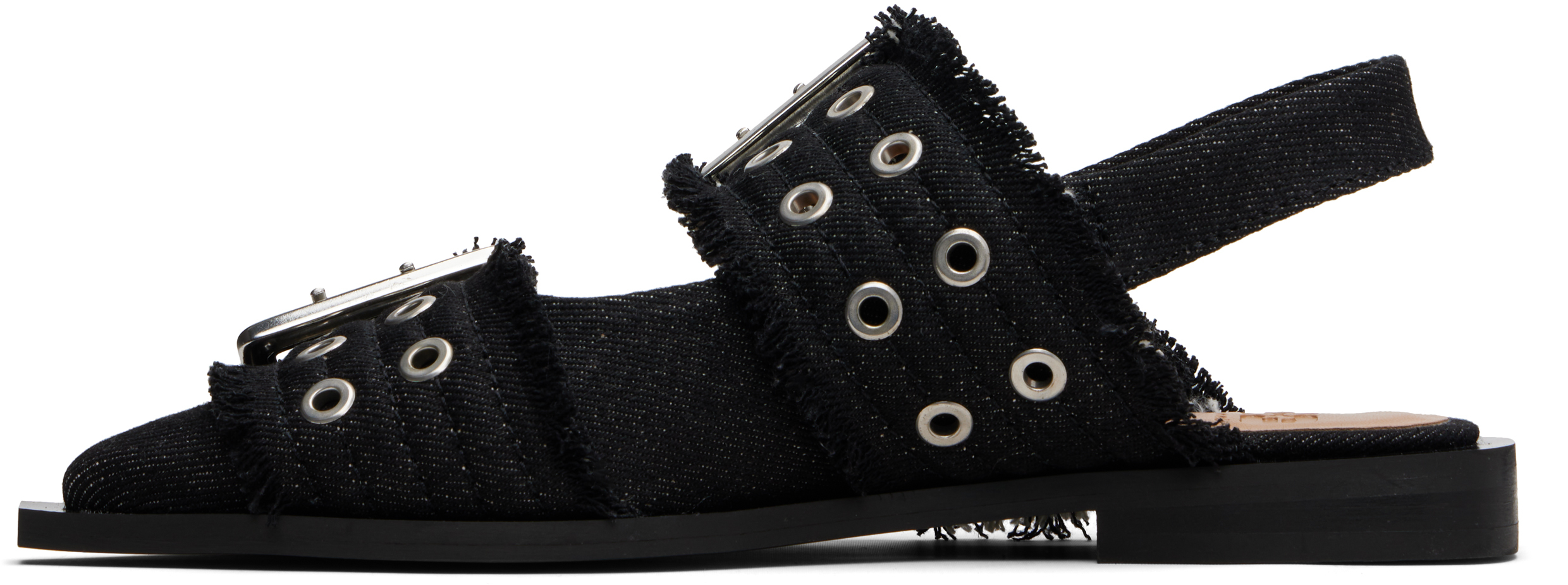 Ganni Black Feminine Buckle Ballerina Flats In Black