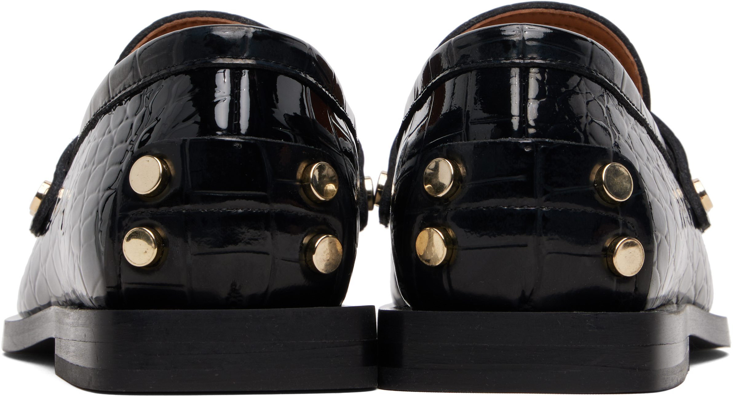 Ganni Black Studded Loafers In Black