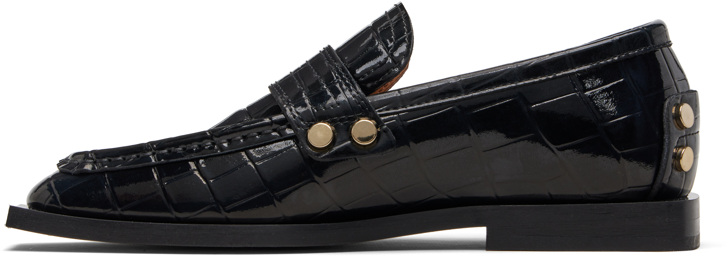 Ganni Black Studded Loafers In Black