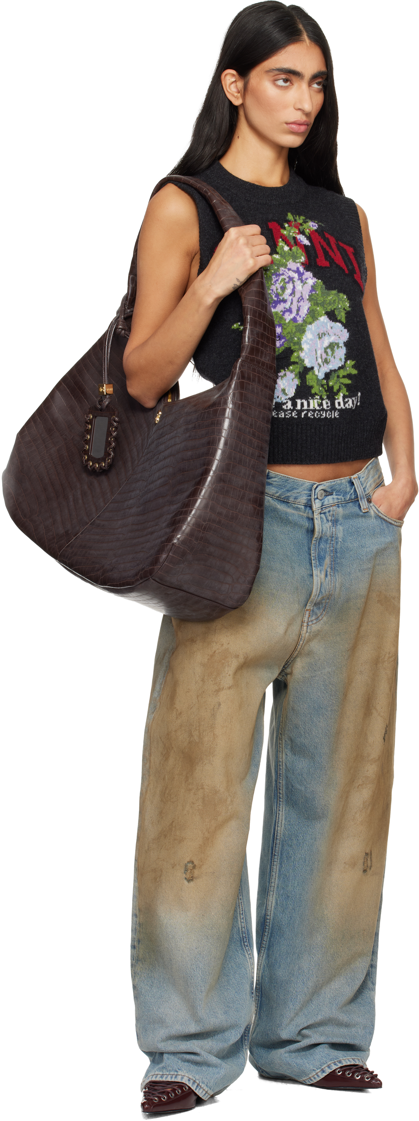 Ganni Burgundy Lace-up Mule Heels In Burgundy