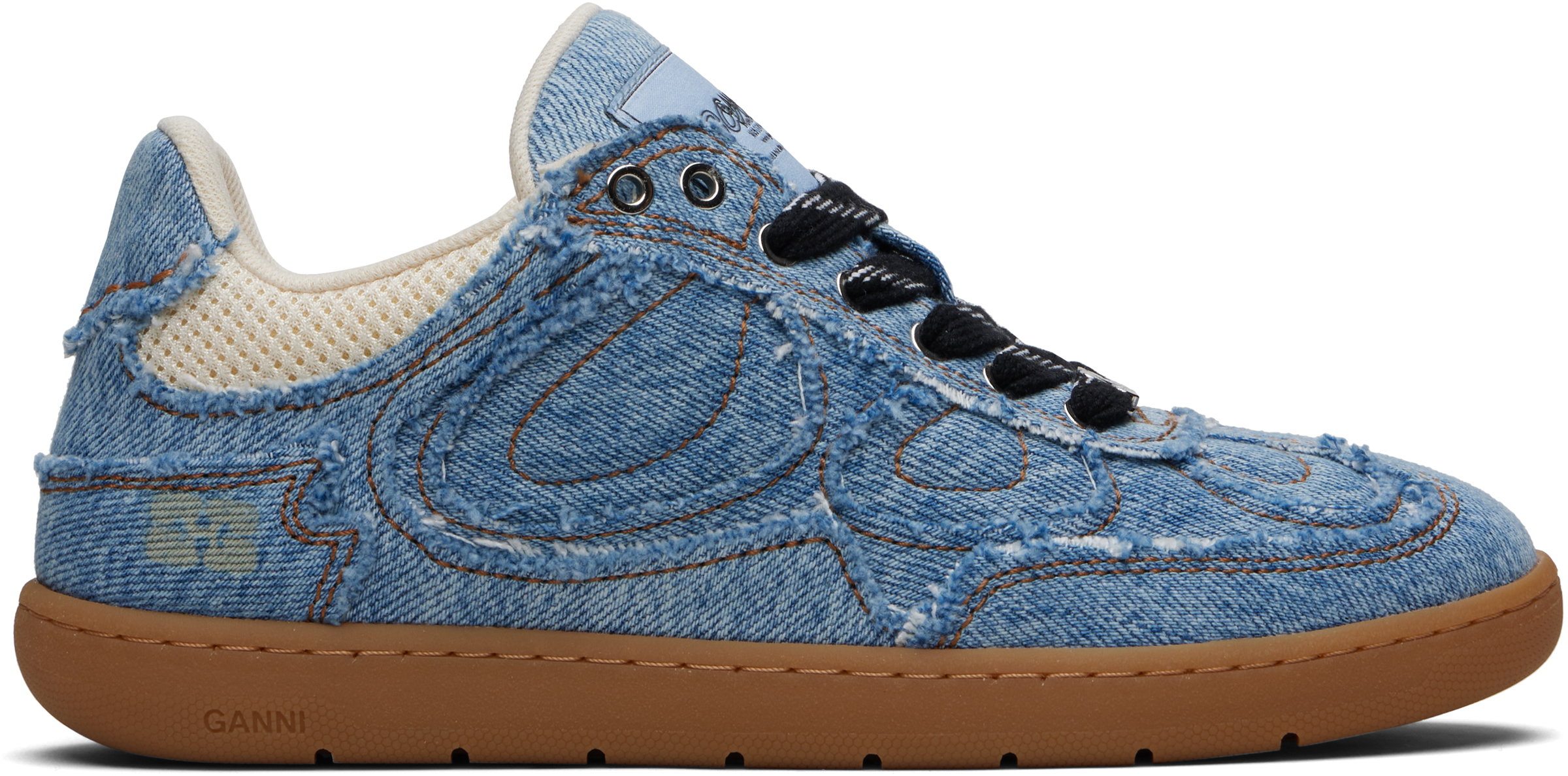 Ganni Blue 08 Denim Raw Edge Sneakers