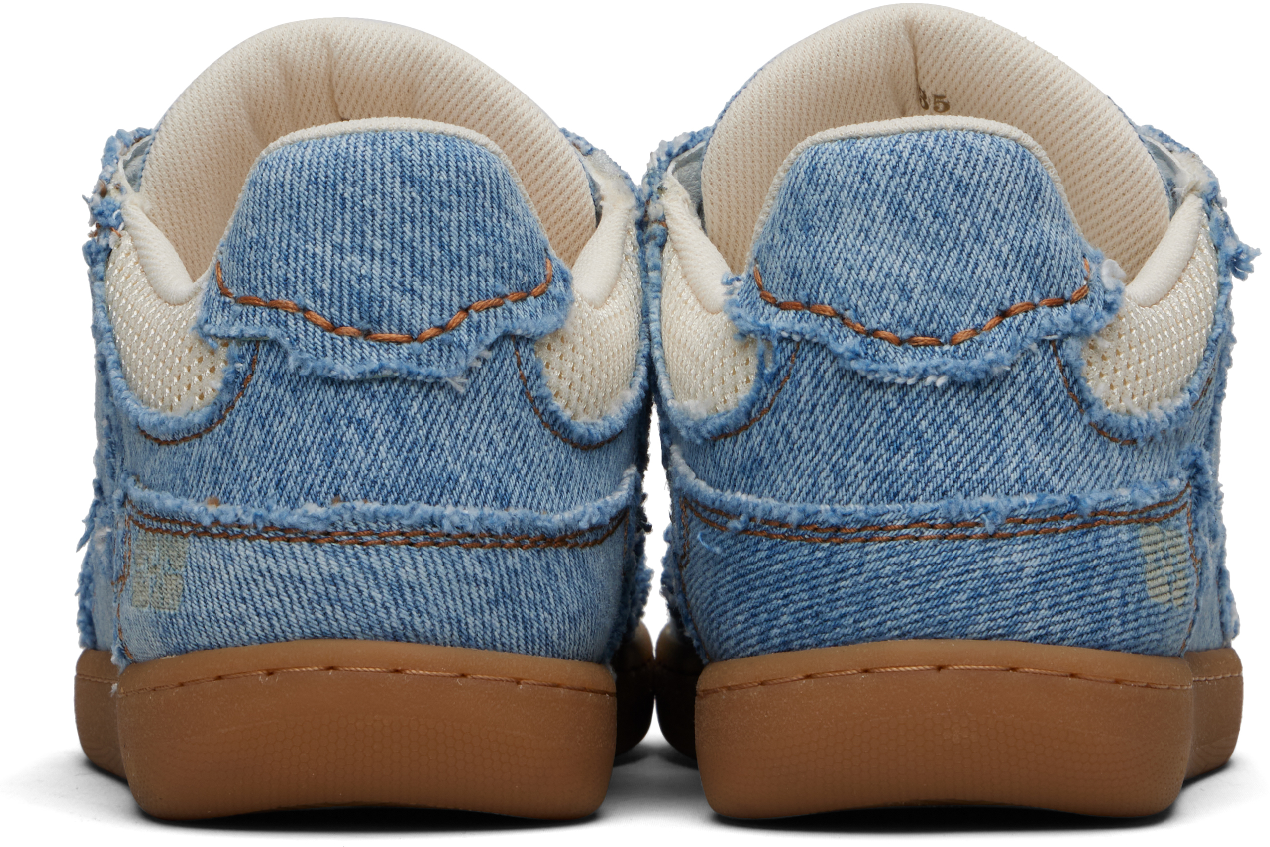 Ganni 08 Denim Raw Edge Sneakers In Blue Cotton In Multi