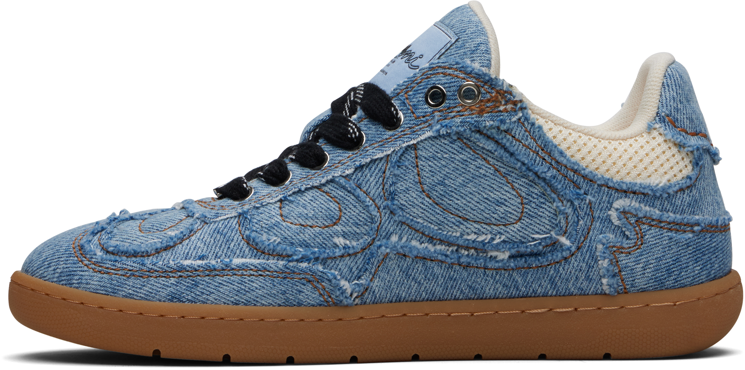 Ganni 08 Denim Raw Edge Sneakers In Blue Cotton In Multi