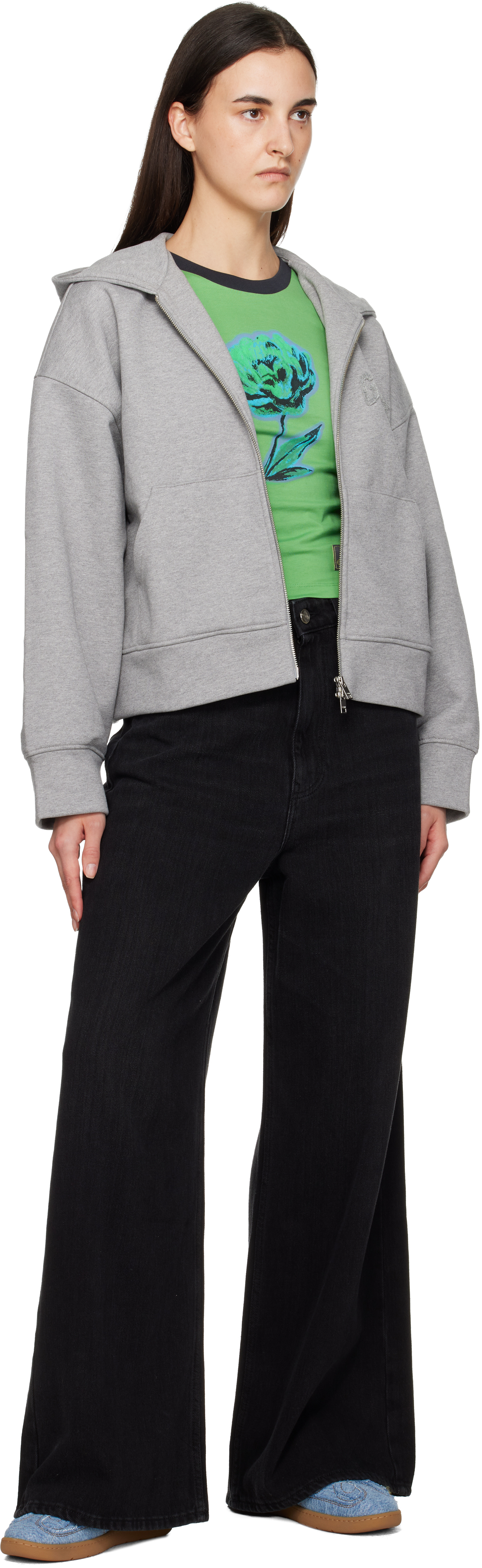 Ganni 08 Denim Raw Edge Sneakers In Blue Cotton In Multi