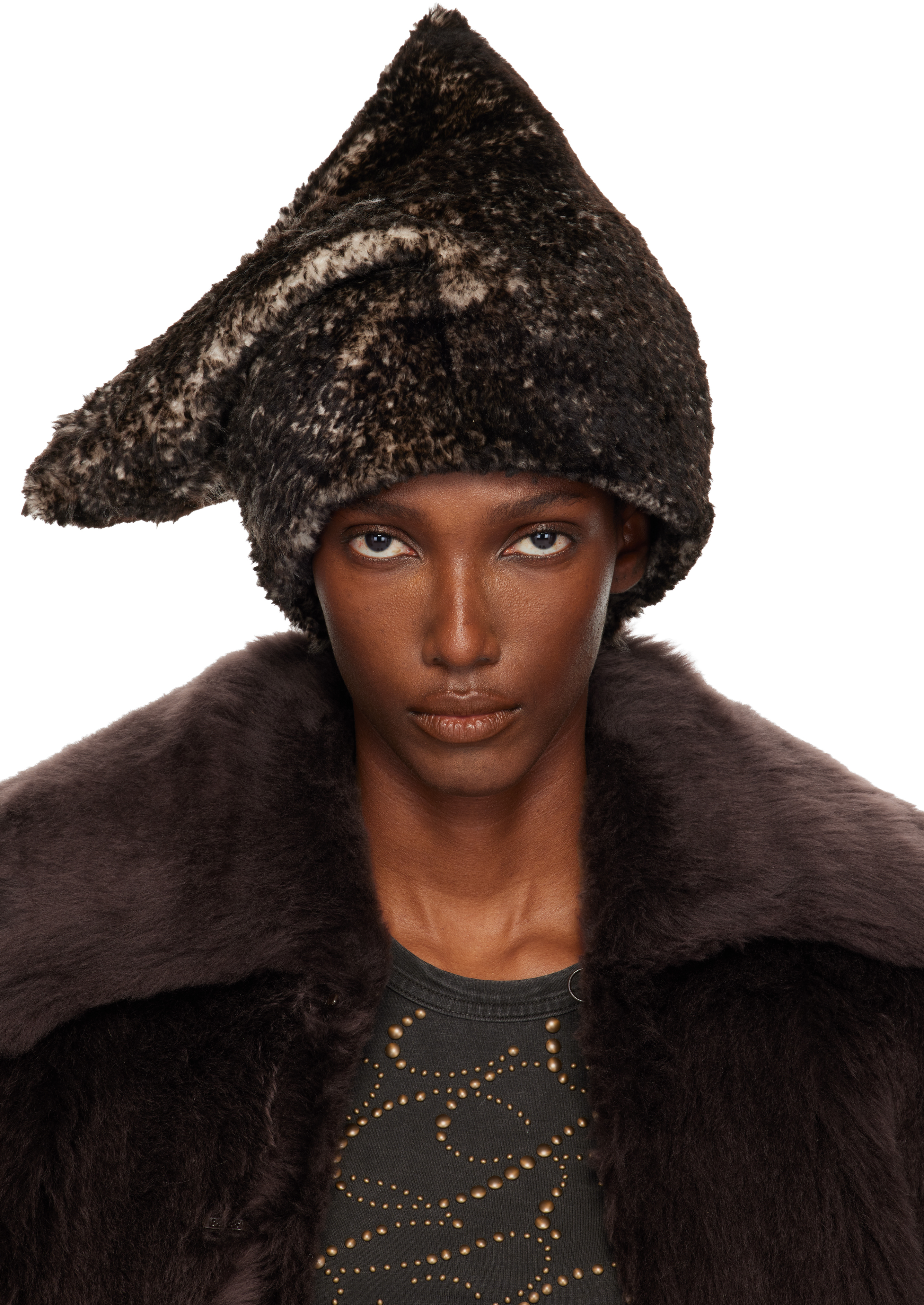 KNWLS: Gray Vox Oversized Shearling Beanie | SSENSE
