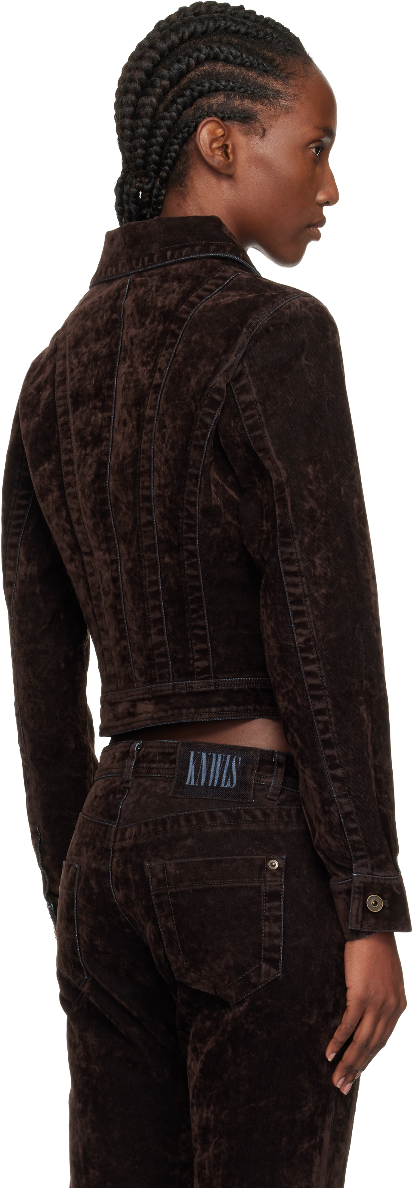 Knwls Brown Flock Denim Jacket In Brown