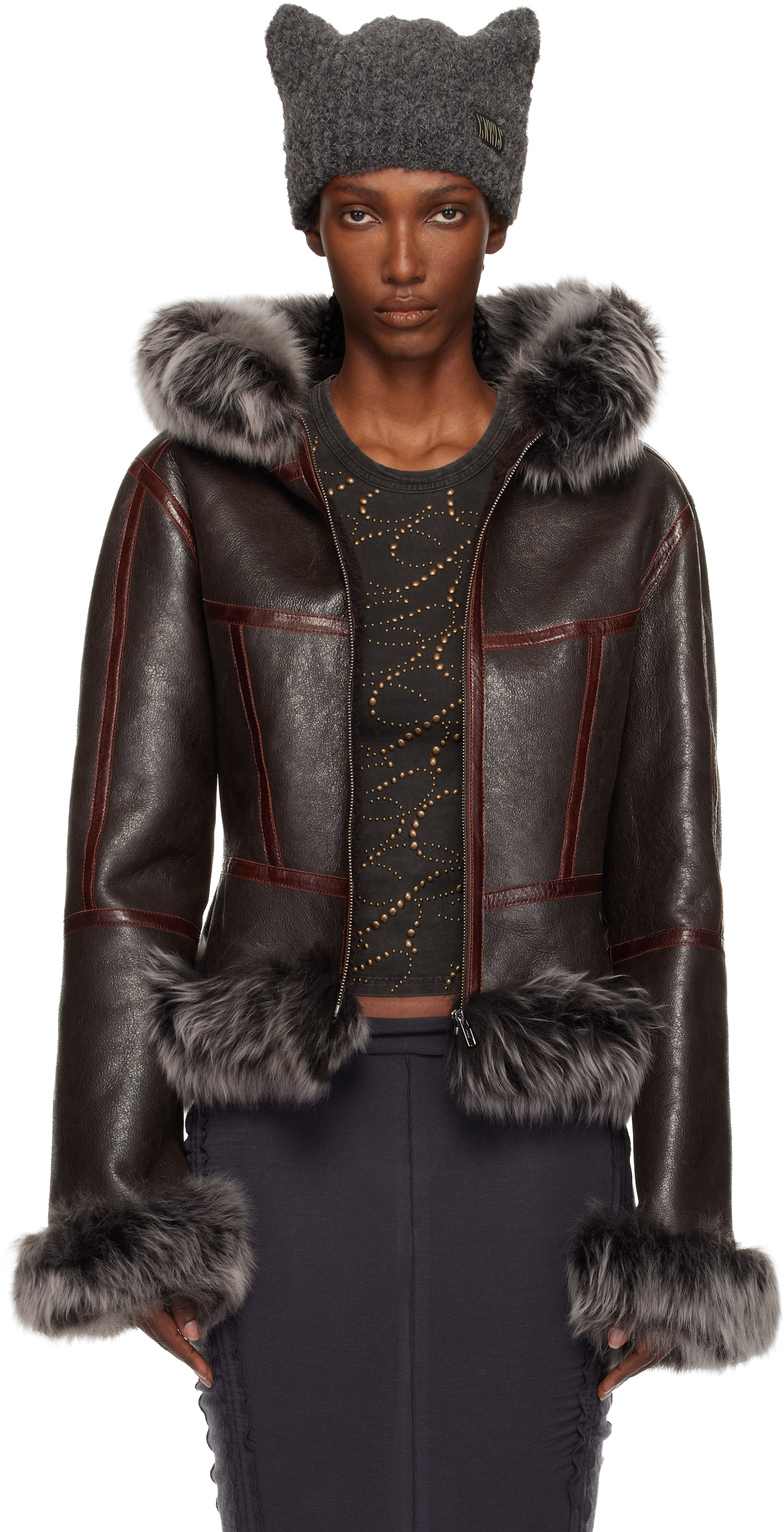 Knwls Brown Koko Shearling Jacket In Brown