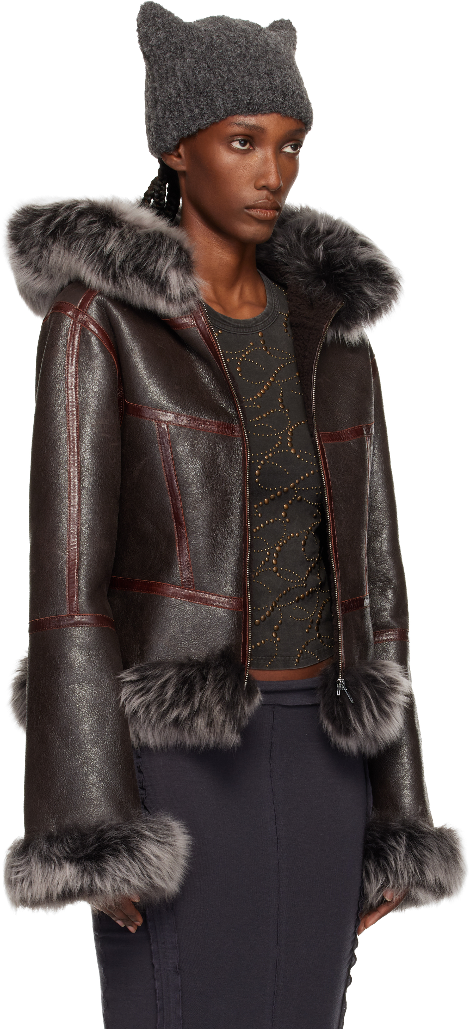 Knwls Brown Koko Shearling Jacket In Brown