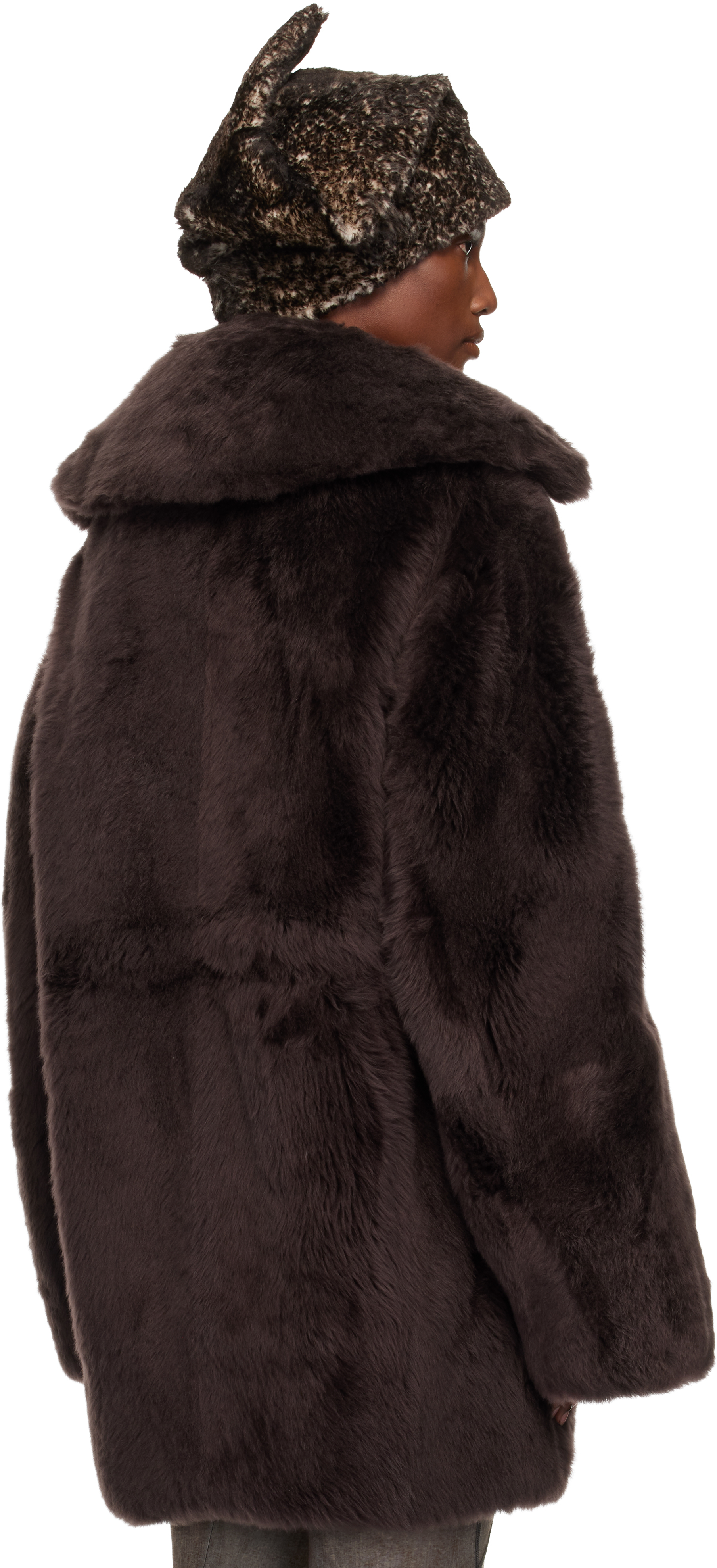 Knwls Brown Baby Shearling Coat In Brown