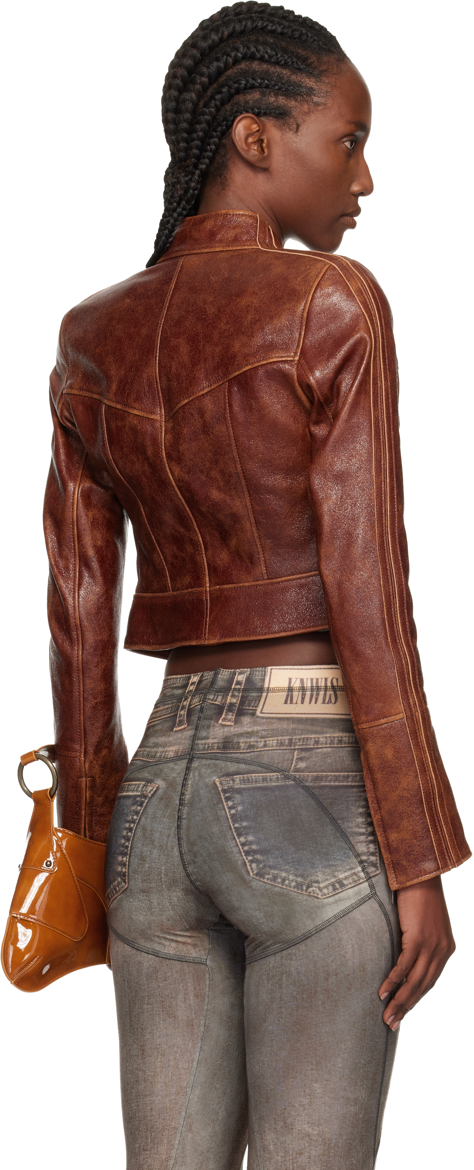 Knwls Brown Claw Leather Jacket In Brown