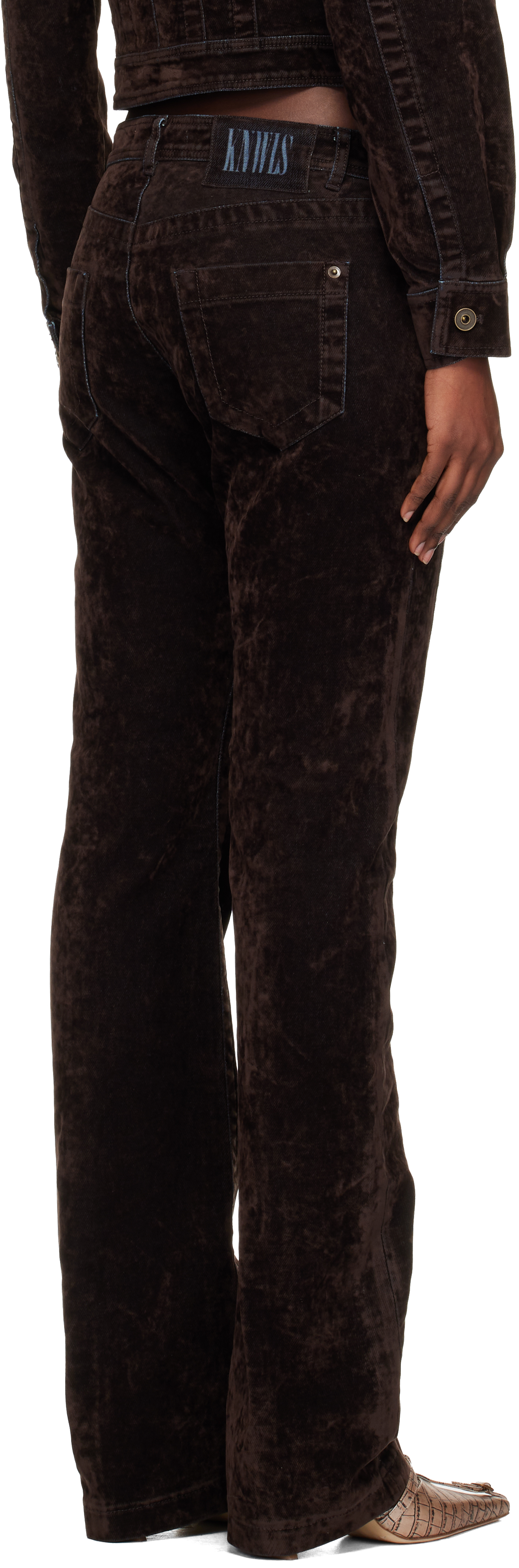 Knwls Brown Flock Jeans In Brown