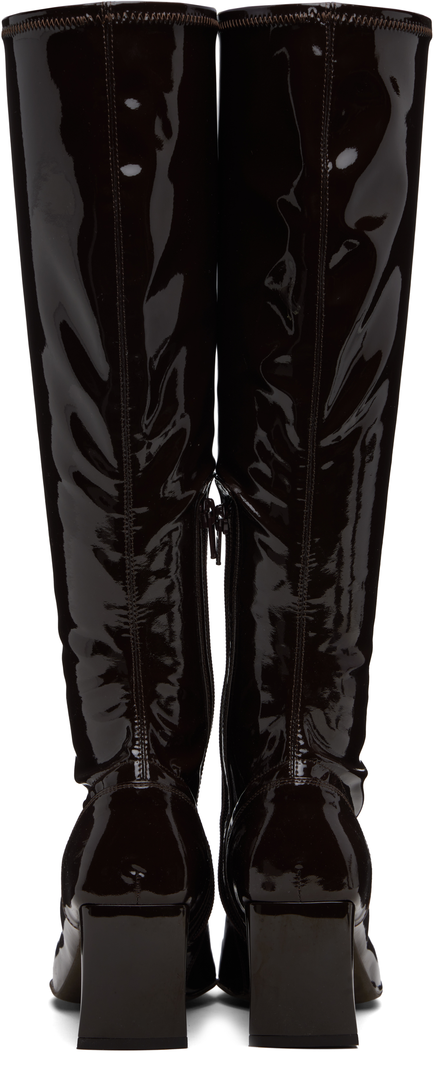 Knwls Brown Serpent Stretch Pointed Slim Tall Boots In Brown