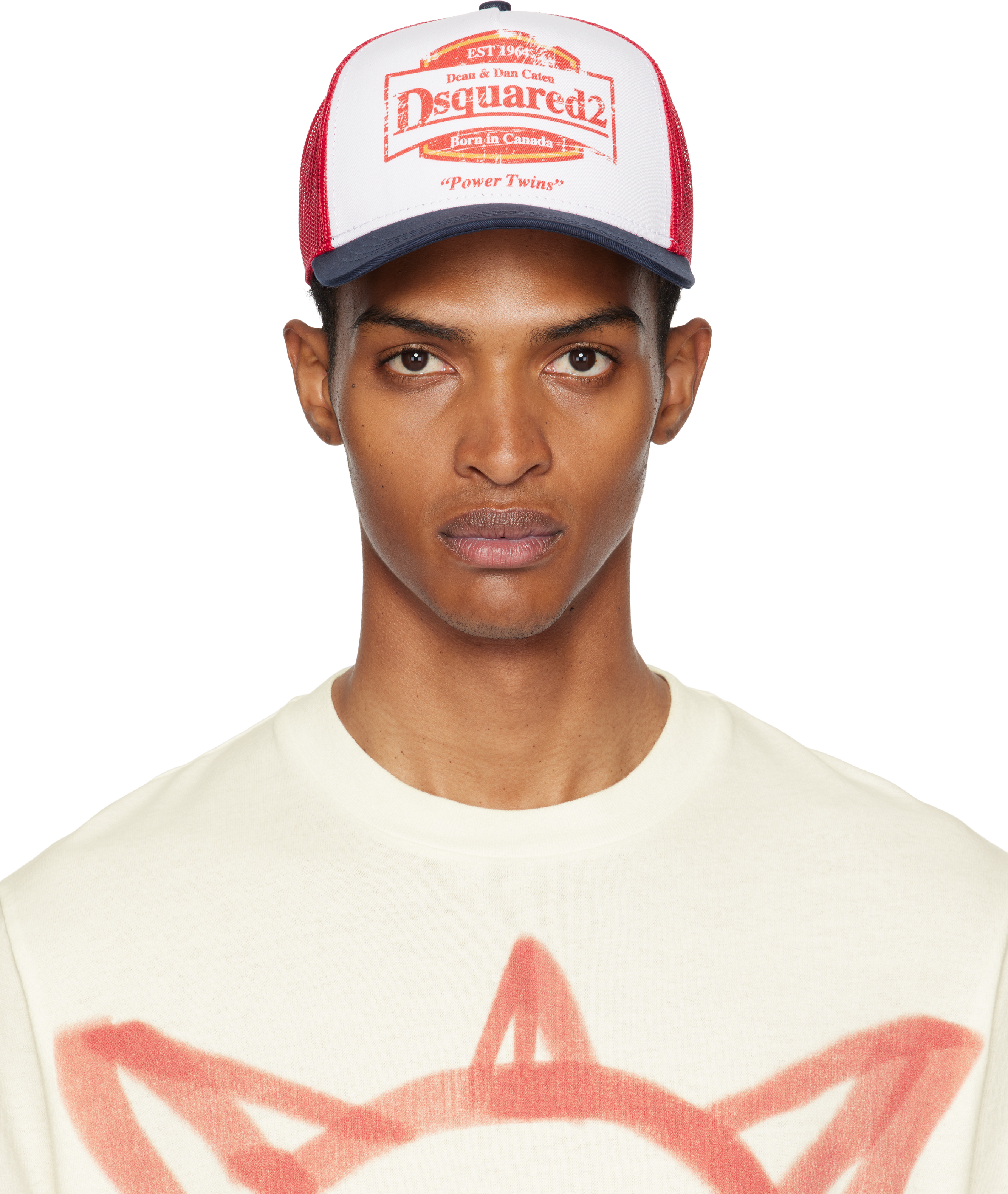 White & Red Logo Baseball Cap