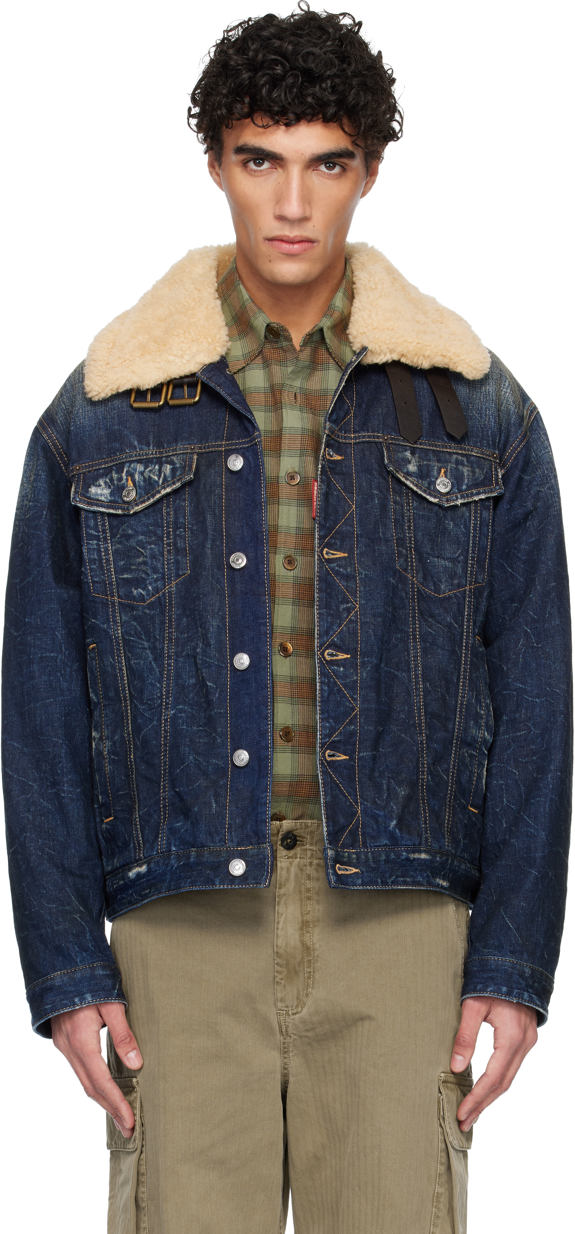 Dsquared2: ネイビー Aviator デニムジャケット | SSENSE 日本