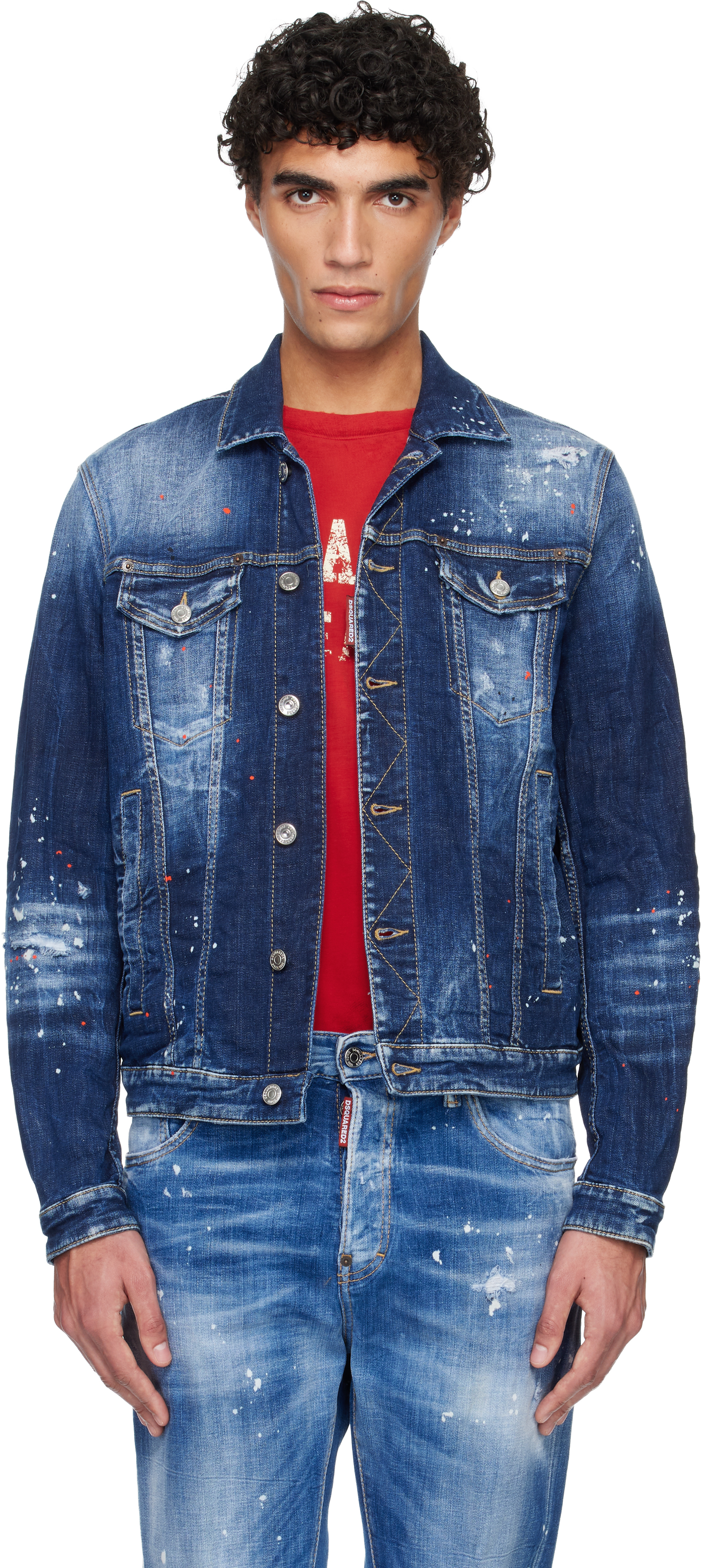 Dsquared2: Navy Medium Easy Wash Dan Denim Jacket | SSENSE