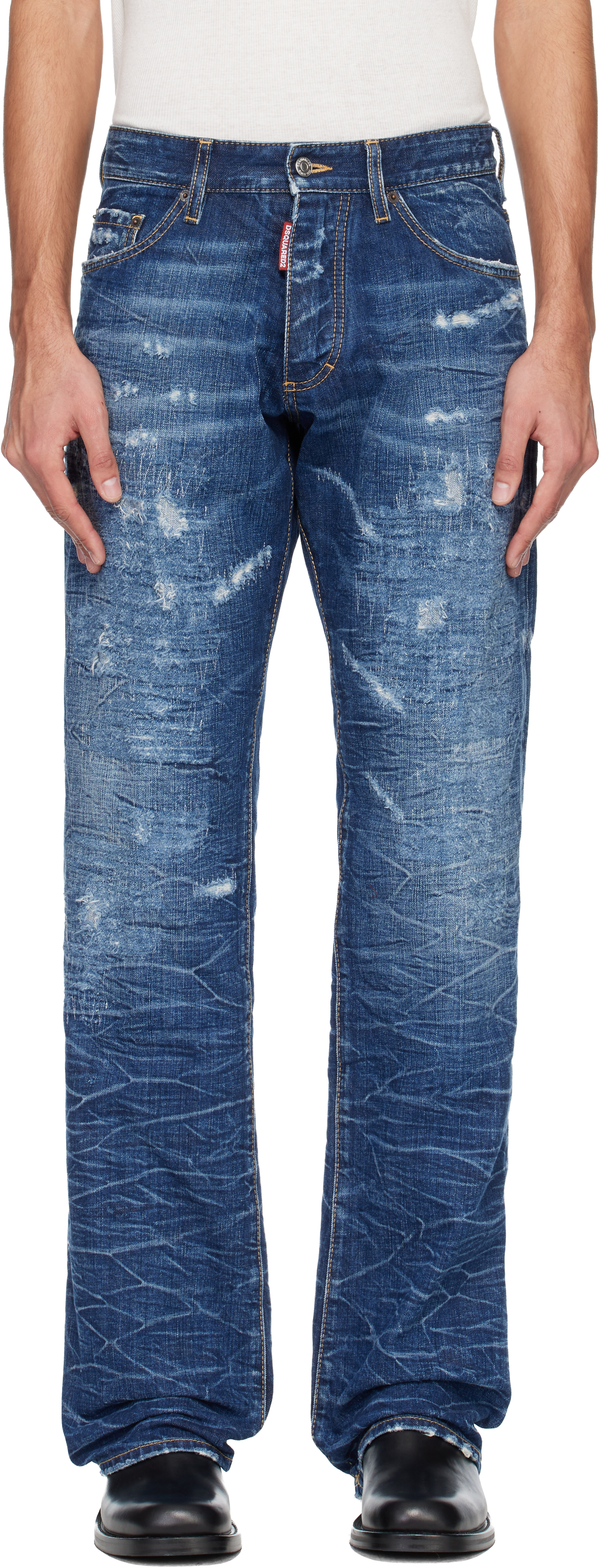 Dsquared2 Navy Dark Scratch Wash 'The American' Jeans