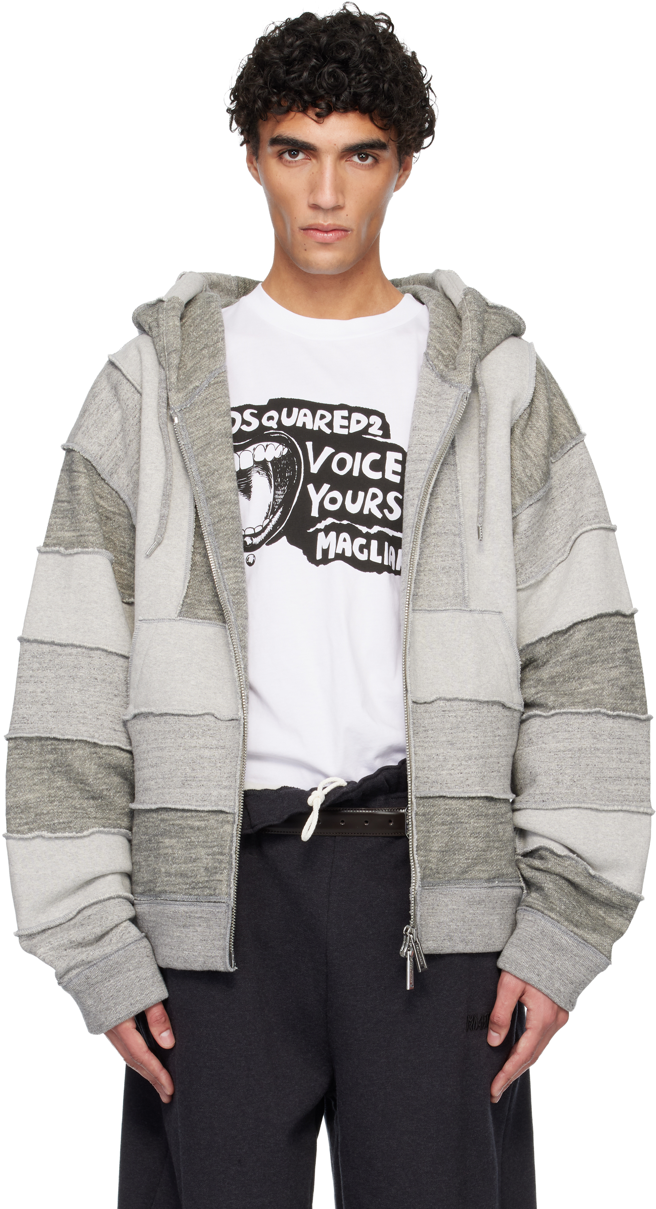 Dsquared2: Gray Magliano Edition Mix Grey Venue Fit Zipped Hoodie