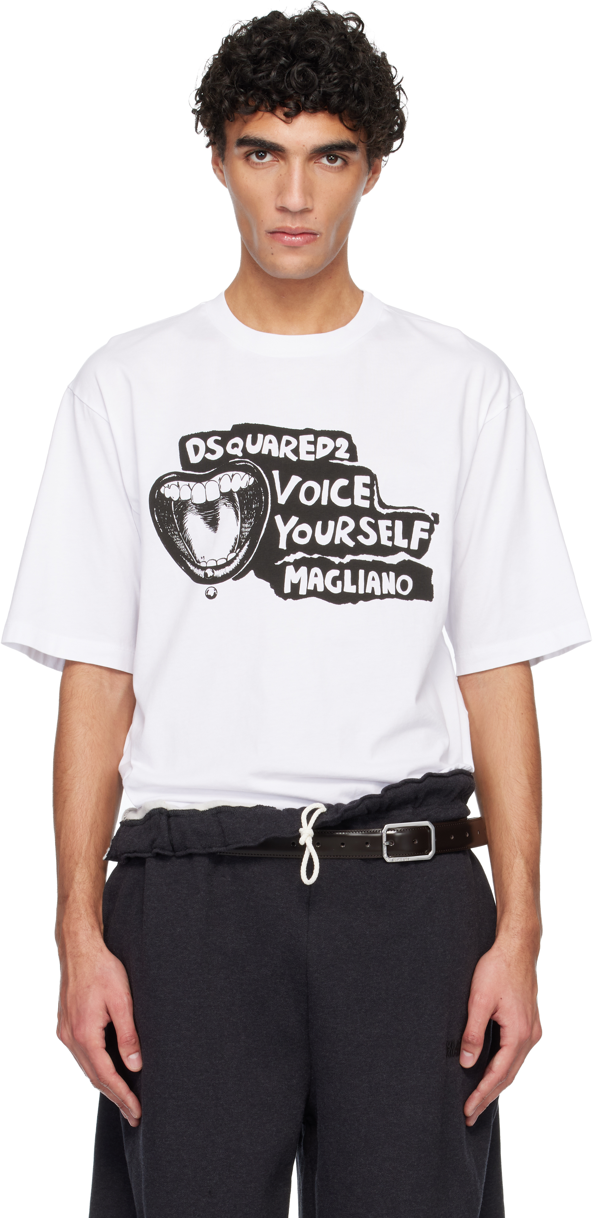 Dsquared2のホワイト Maglianoエディション ルーズフィット Tシャツが