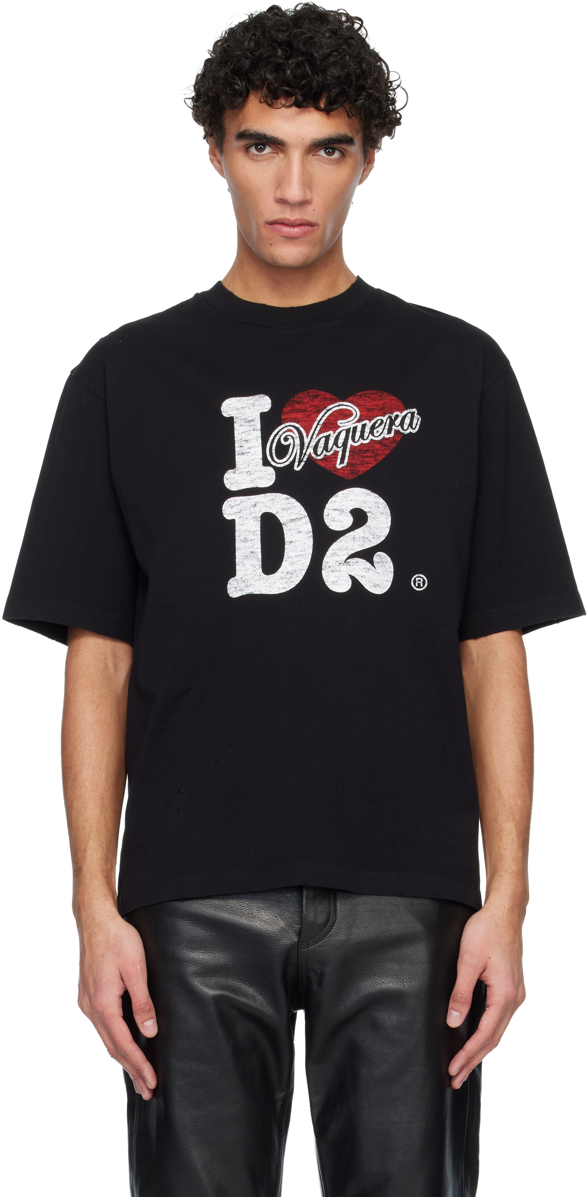 Dsquared2 Black Vaquera Edition Destroyed Loose Fit T-shirt