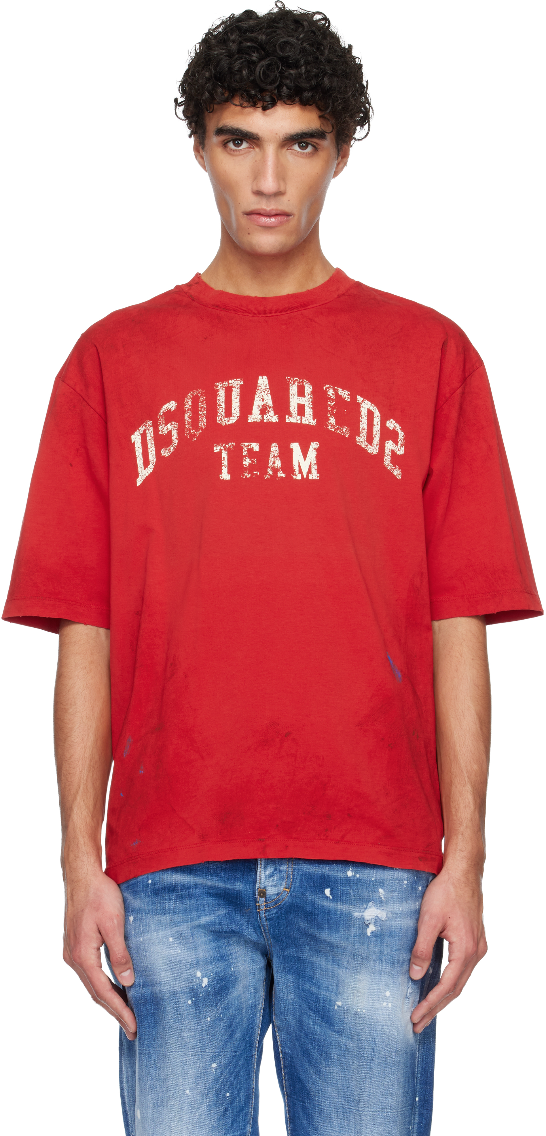 Dsquared2のレッド ルーズフィット Tシャツがセール中