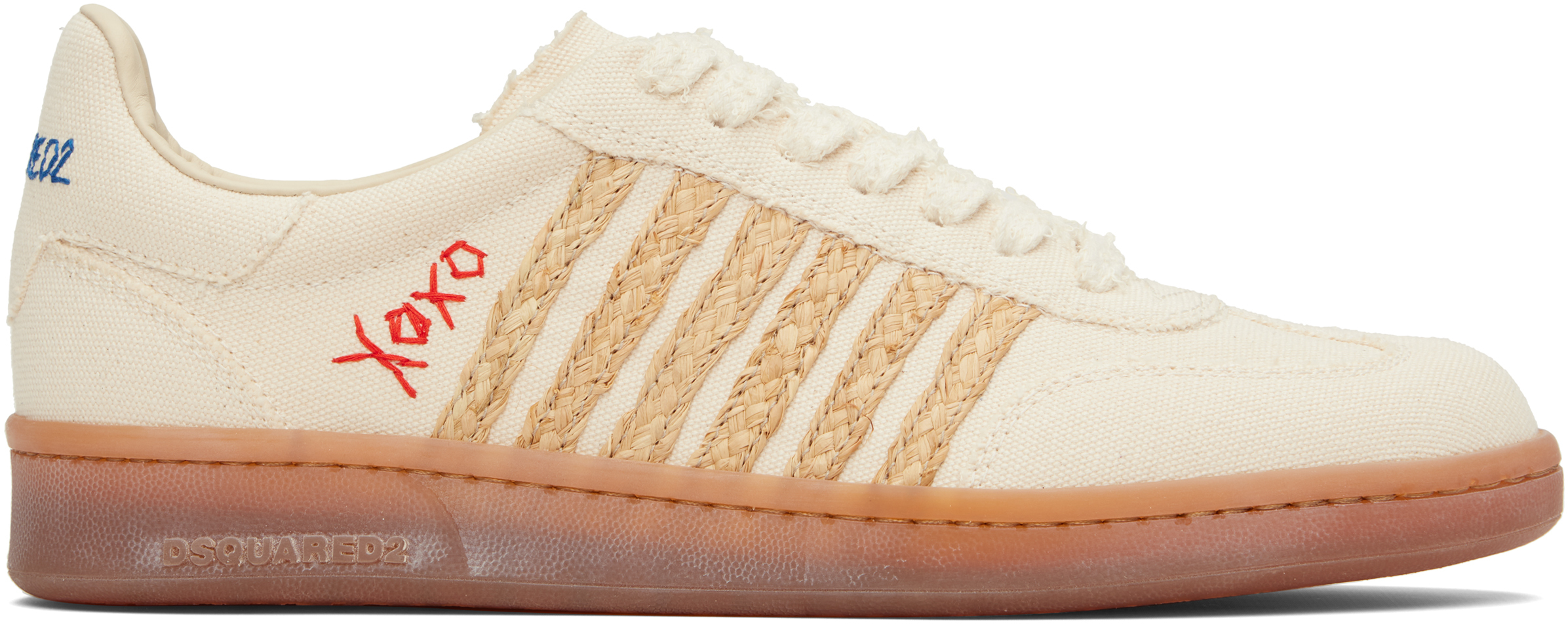 Beige Summer Lovers Raffia Boxer Sneakers