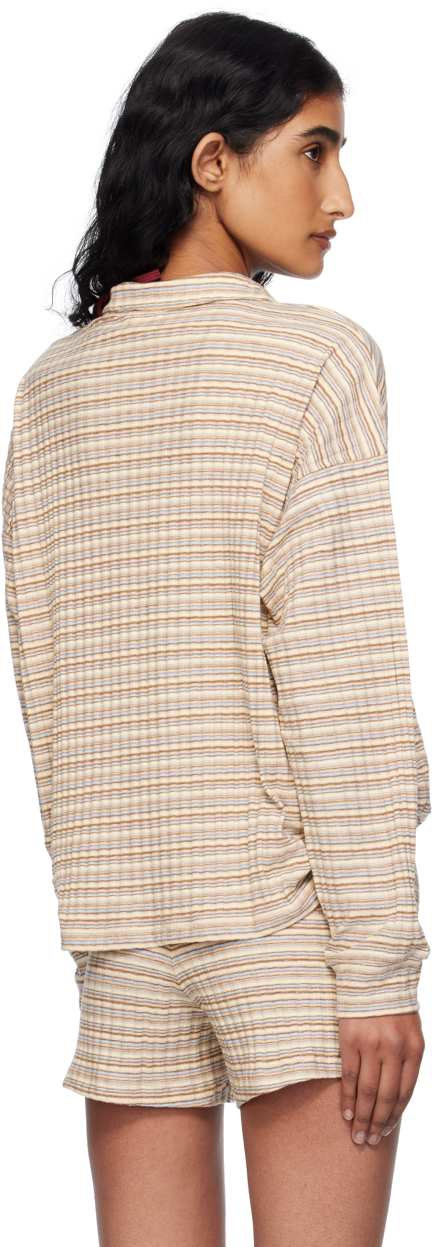 Fruity Booty Beige Lucky Stripe Polo In Multi