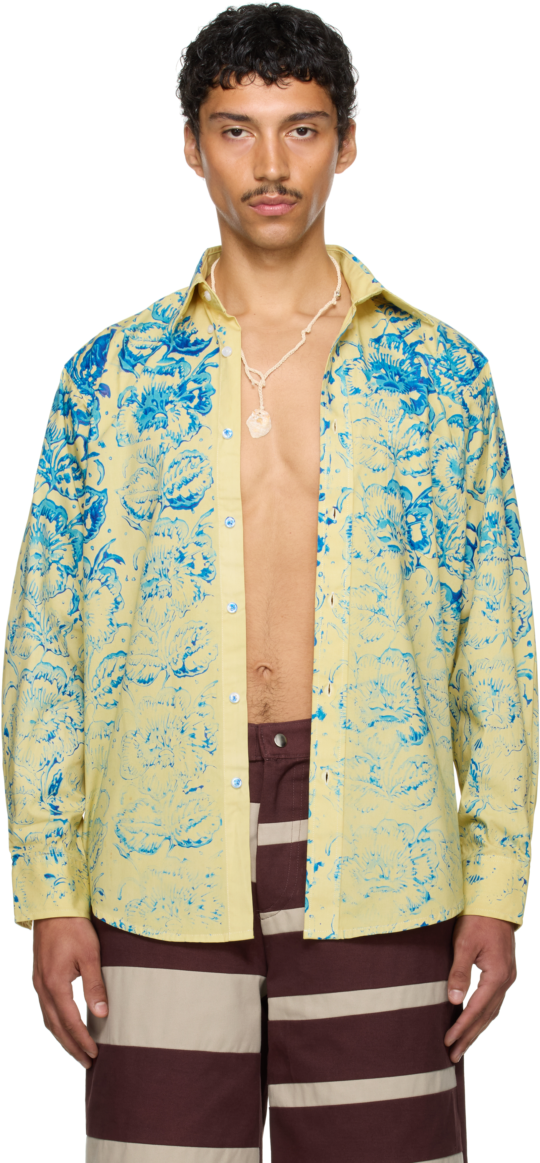 SSENSE Exclusive Yellow & Blue Floral Printed Shirt