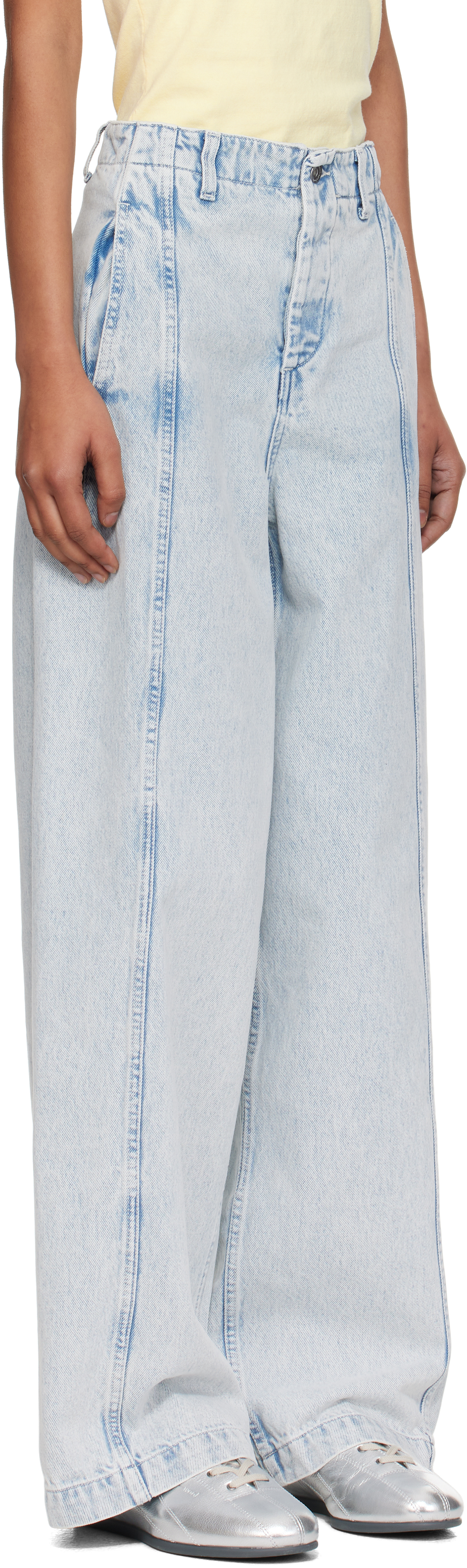 Ymc You Must Create Blue Displaced Seam Jeans