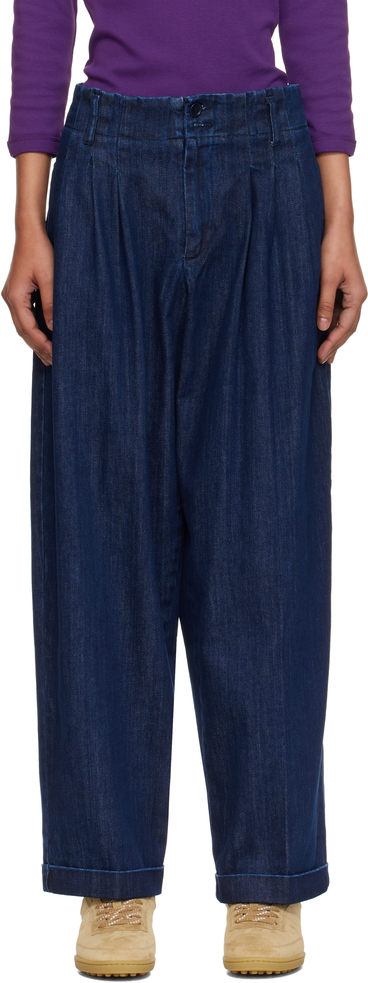 Navy Earth Keaton Denim Trousers