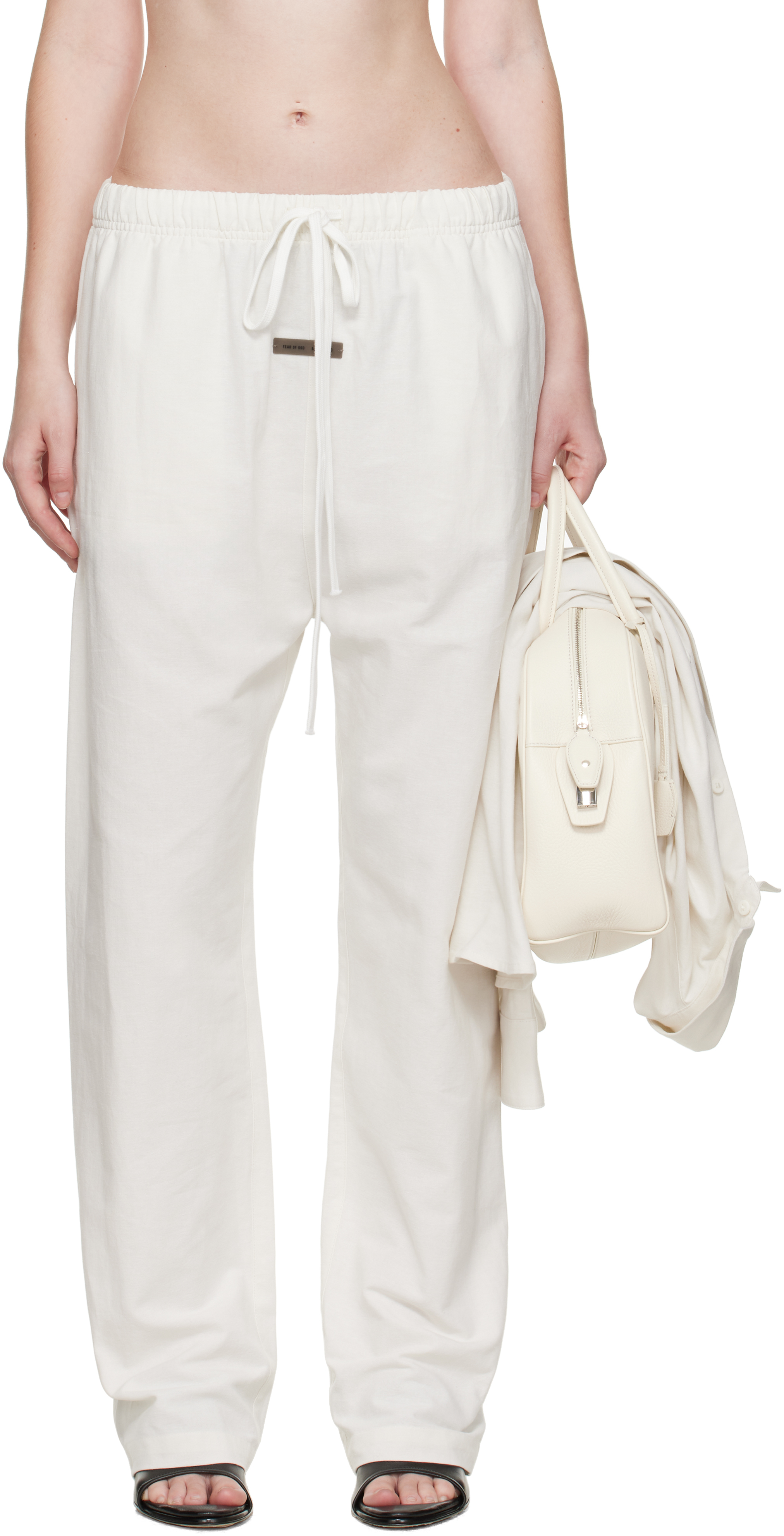 Essentials White Relaxed Lounge Pants In White