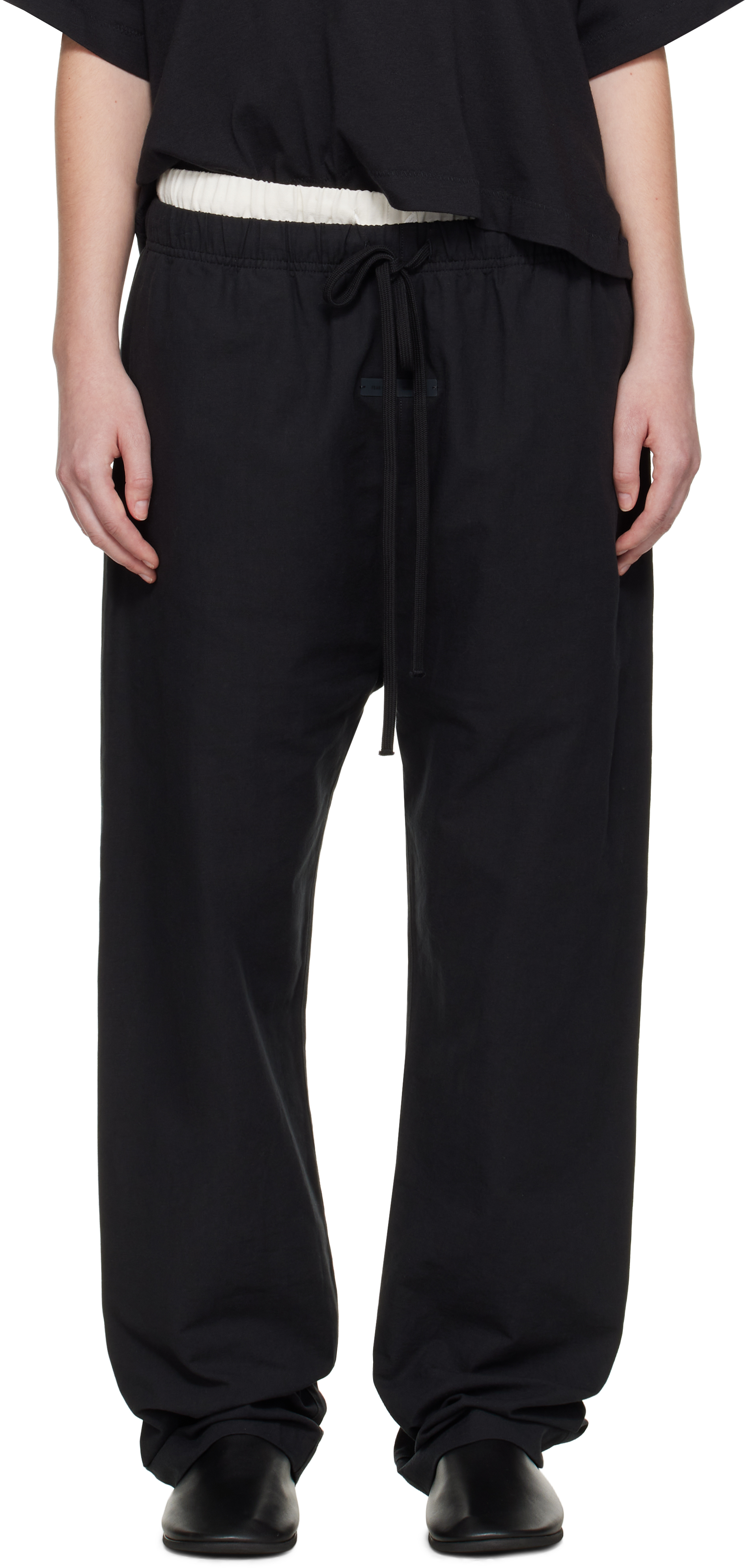 Fear of God ESSENTIALS: Black Relaxed Lounge Pants | SSENSE